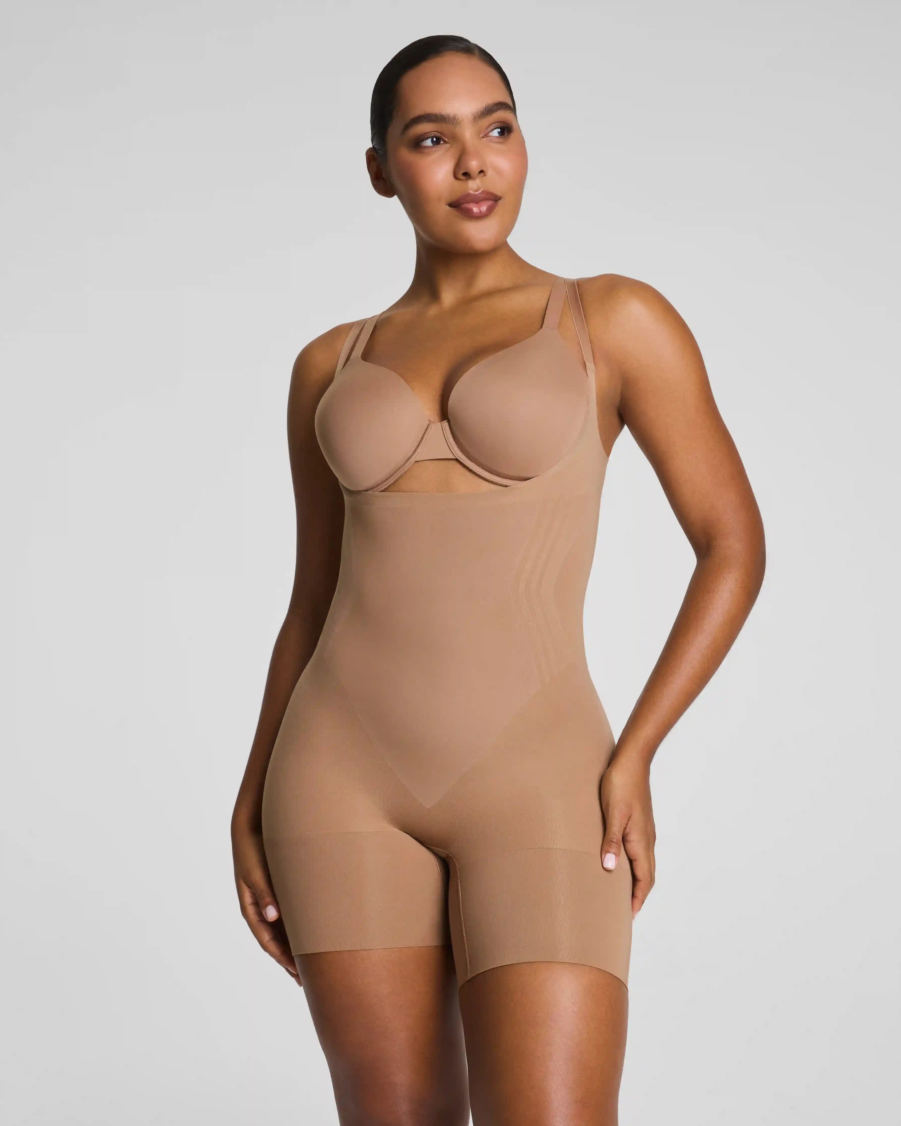 SPANXsculpt®  GoFigure Open-Bust Mid-Thigh Bodysuit | Cinnamon