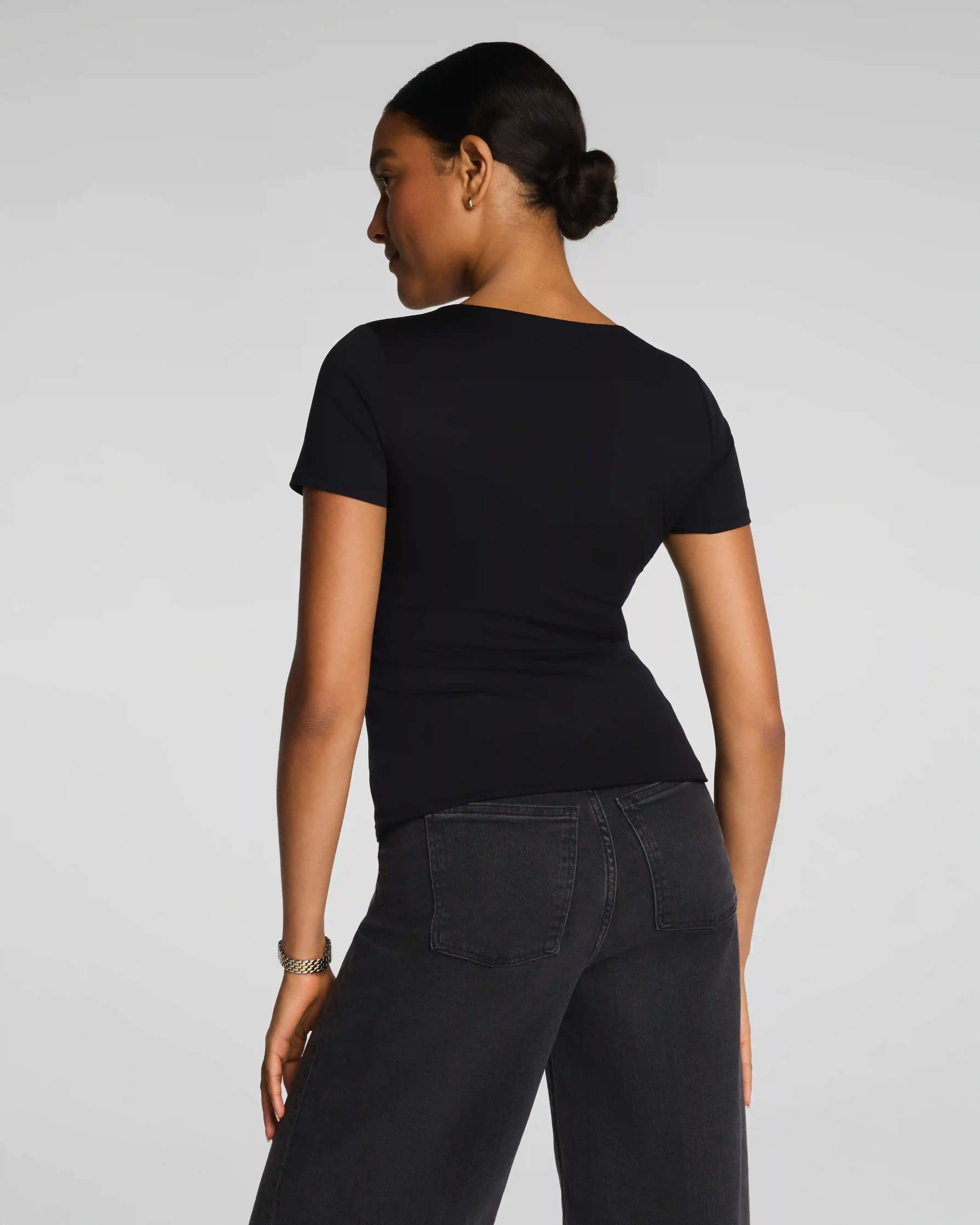 Alternative view of SPANXsmooth®  Jersey V-Neck Tee | Classic Black