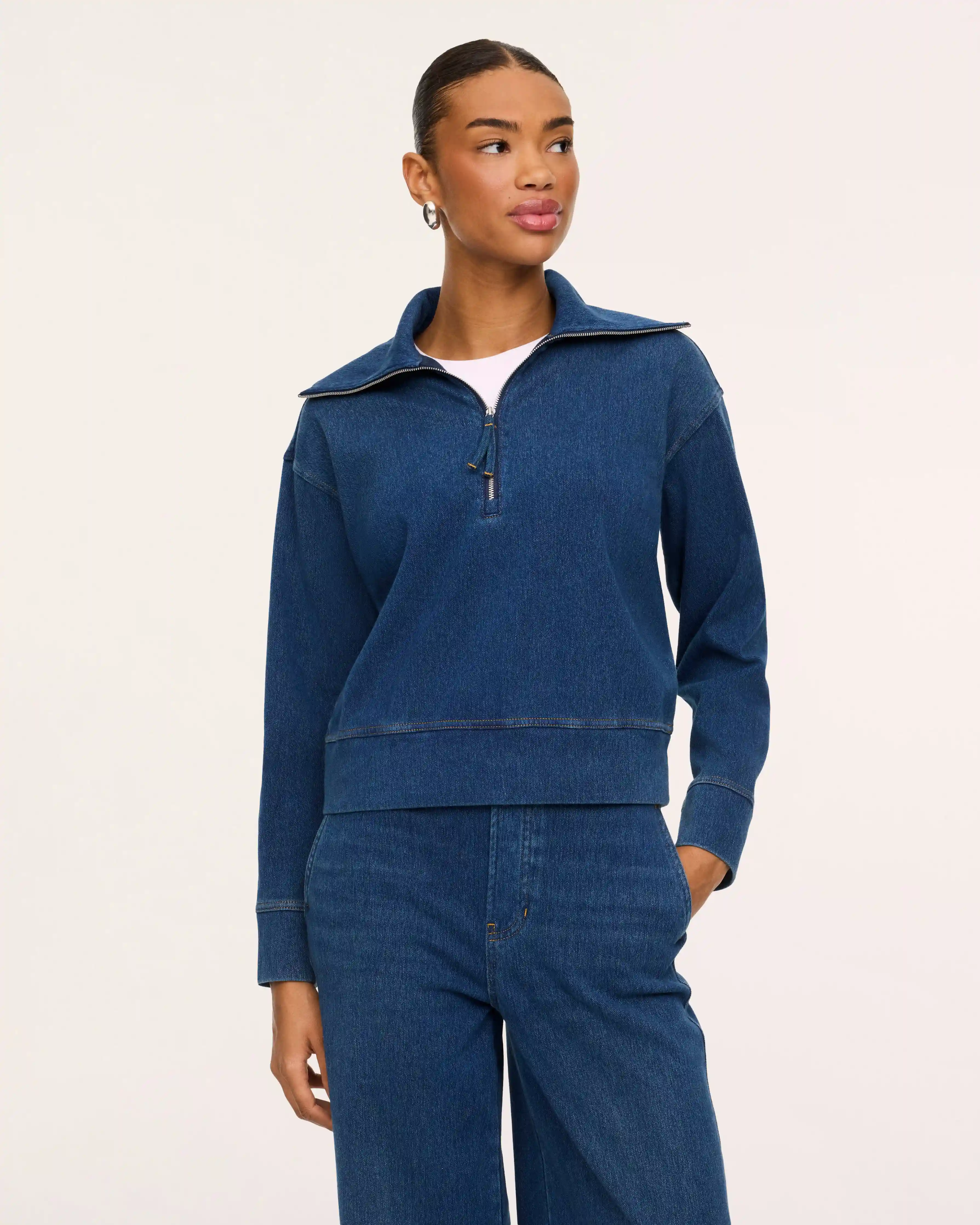 SPANX® Denim-ish Half Zip | Indigo Mist