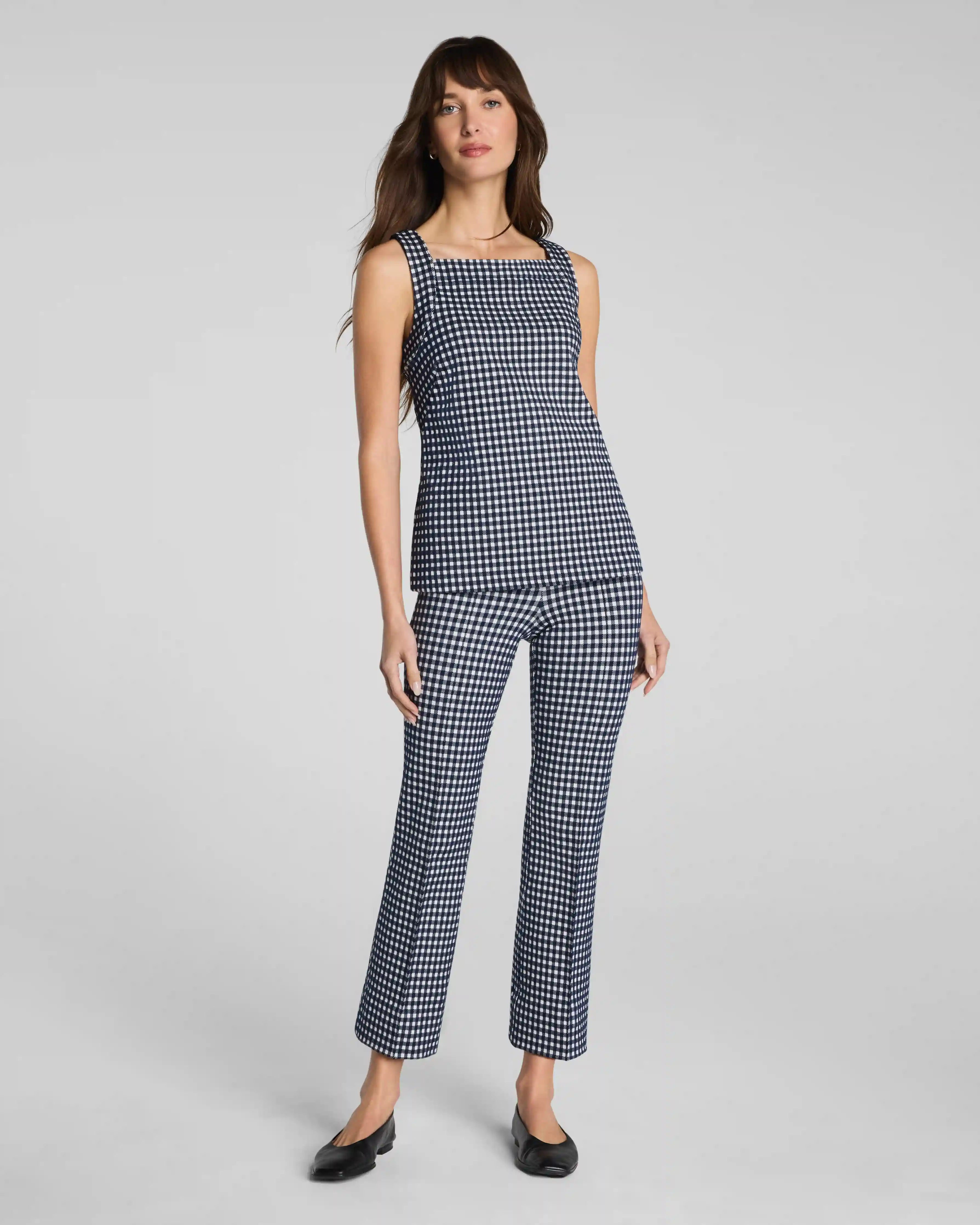 SPANXsupersmooth®  PerfectFit Ponte Kick Flare Pant with Pintuck | Timeless Navy Gingham