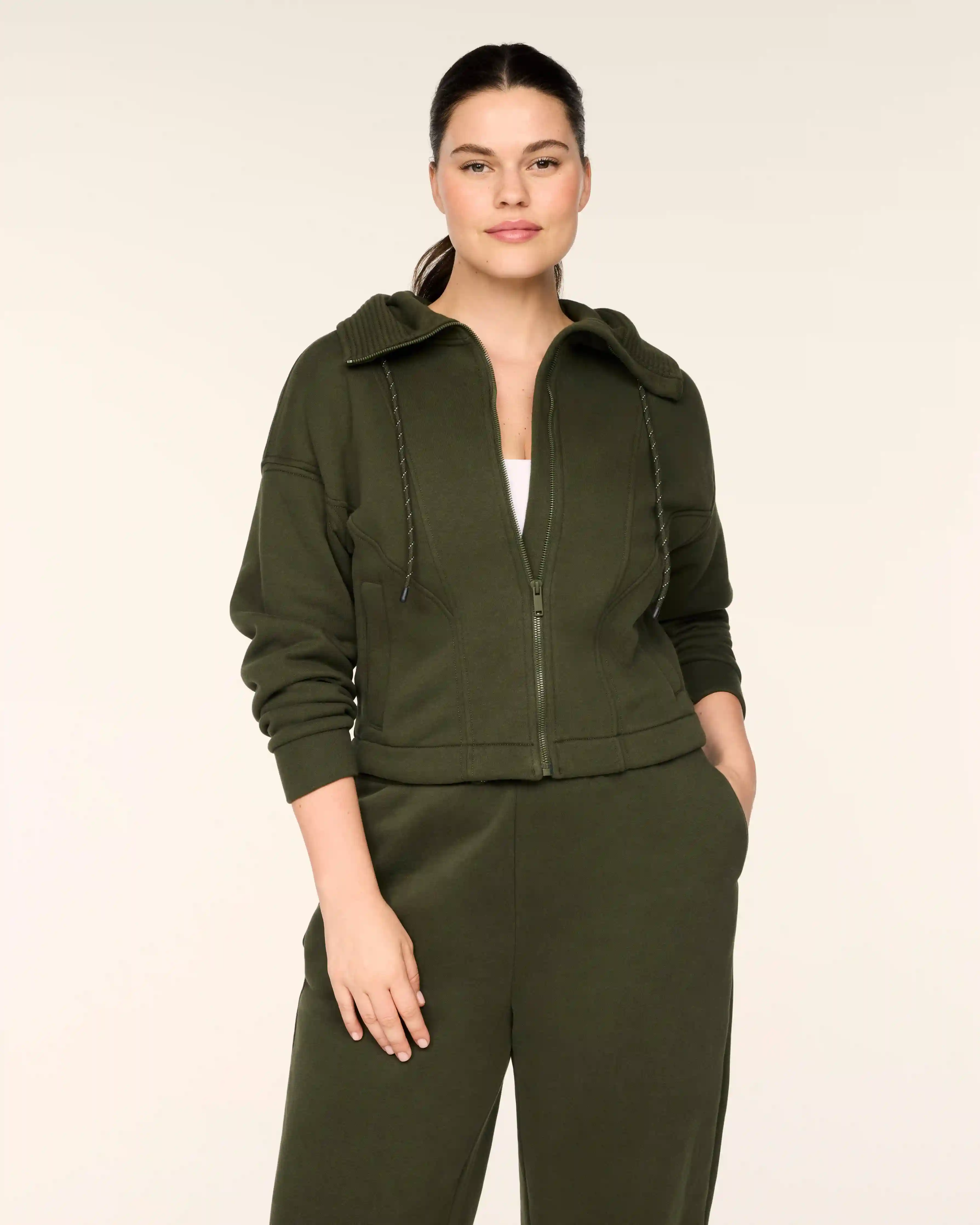 SPANX® BoostUp Cotton Fleece Full Zip Hoodie | Monstera