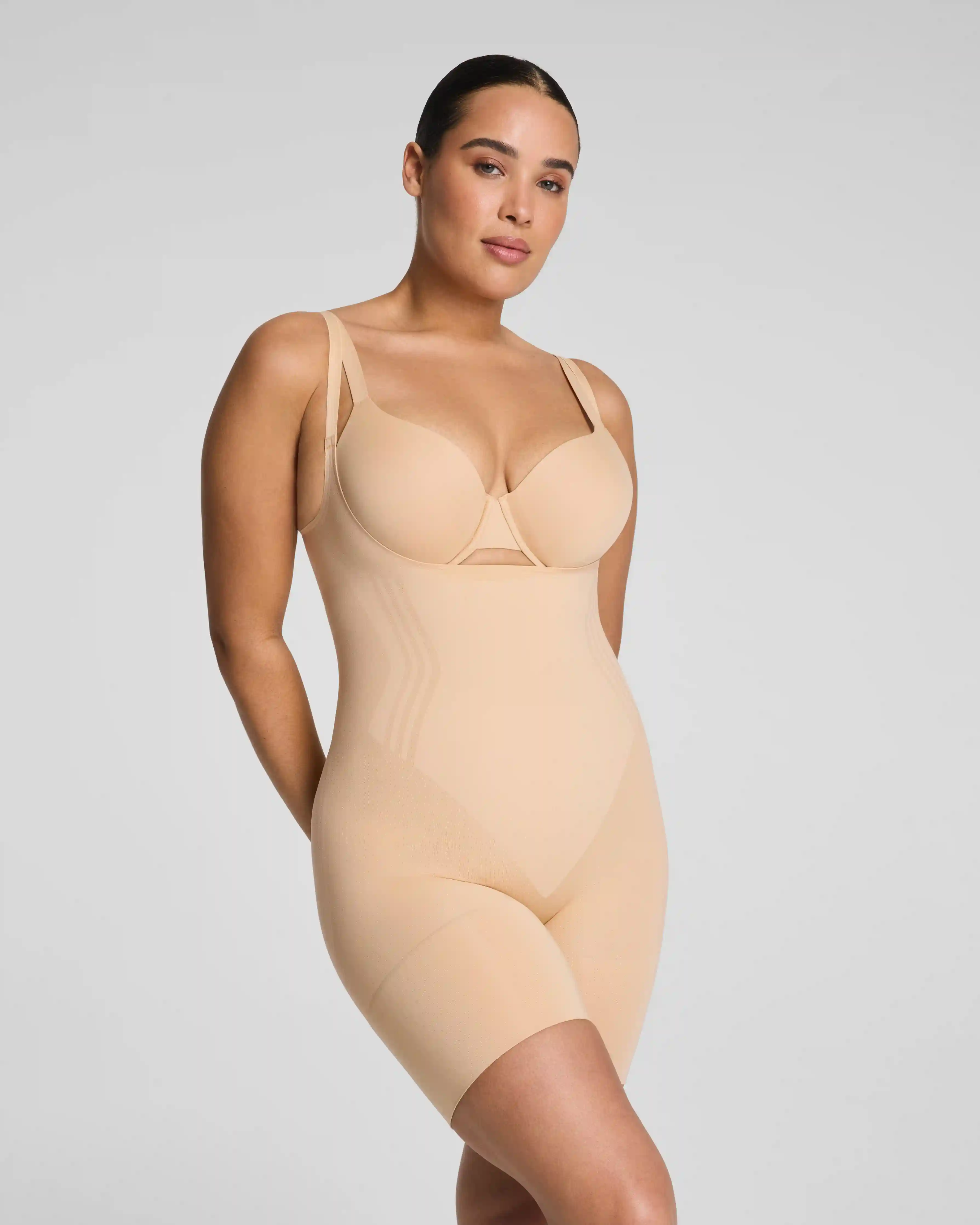 SPANXsculpt®  GoFigure Open-Bust Mid-Thigh Bodysuit | Honey