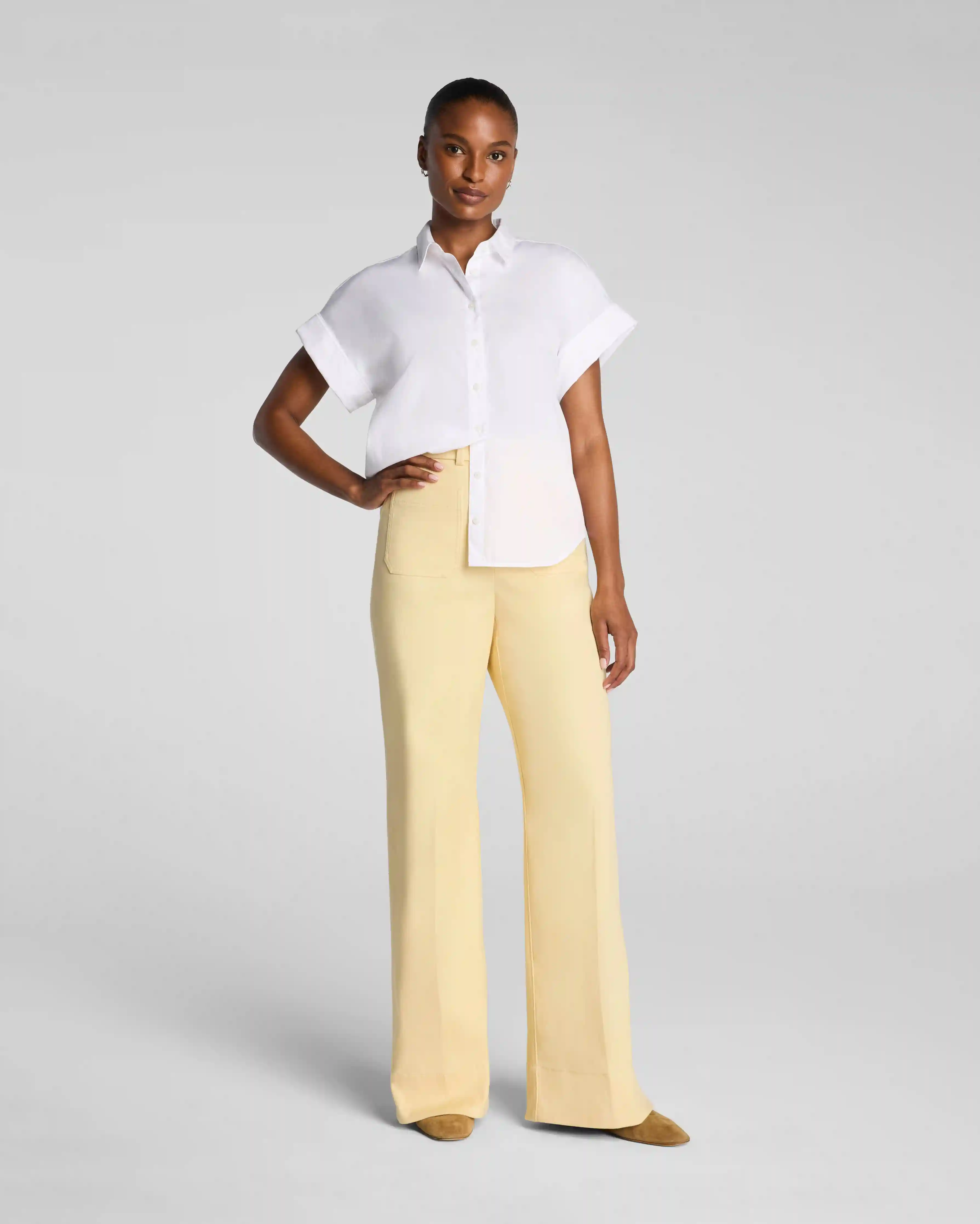 SPANXsupersmooth®  Stretch Twill Wide Leg Pant with Patch Pockets | Sunbeam