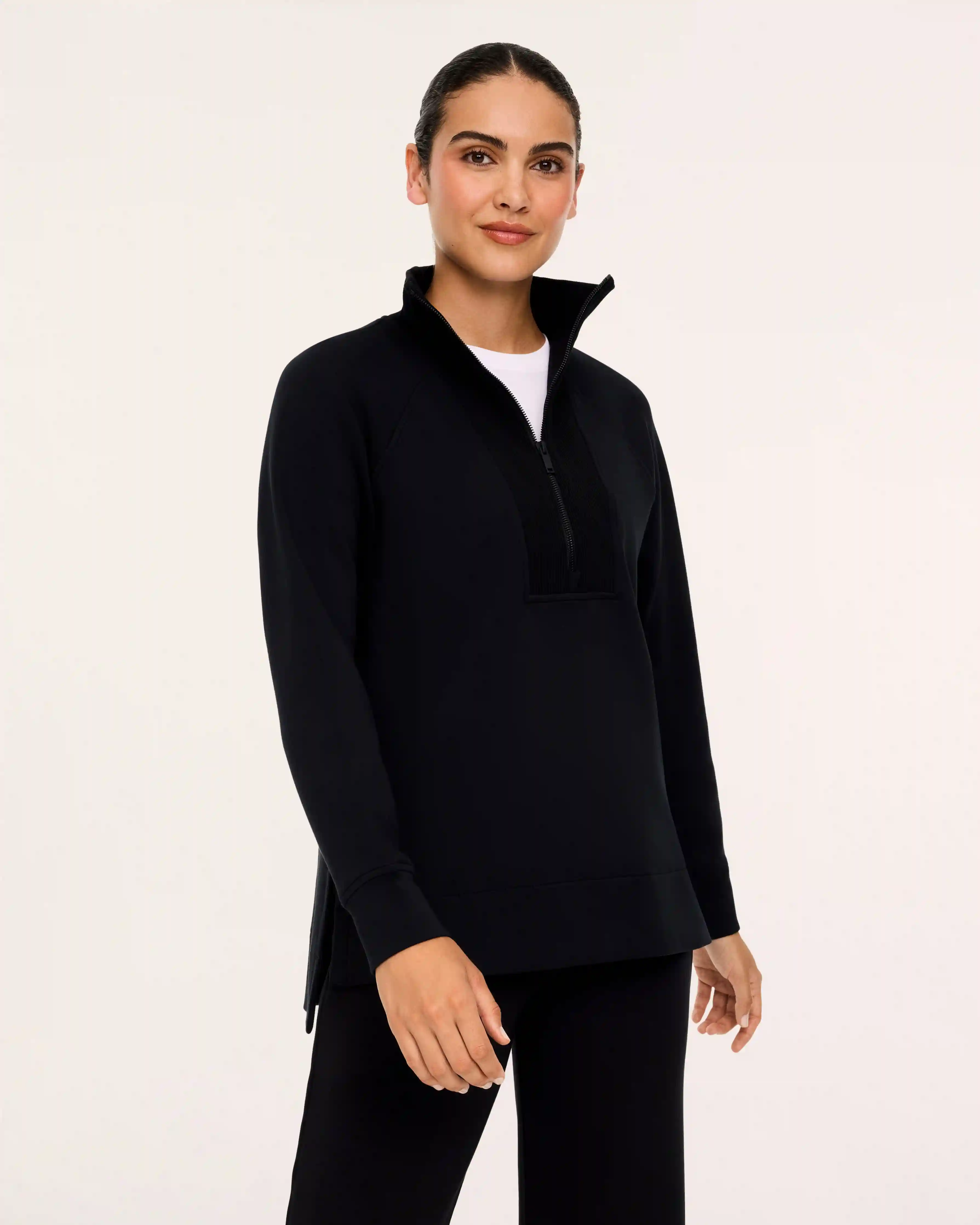 SPANX AirEssentials® Brushed Half Zip Tunic | Very Black