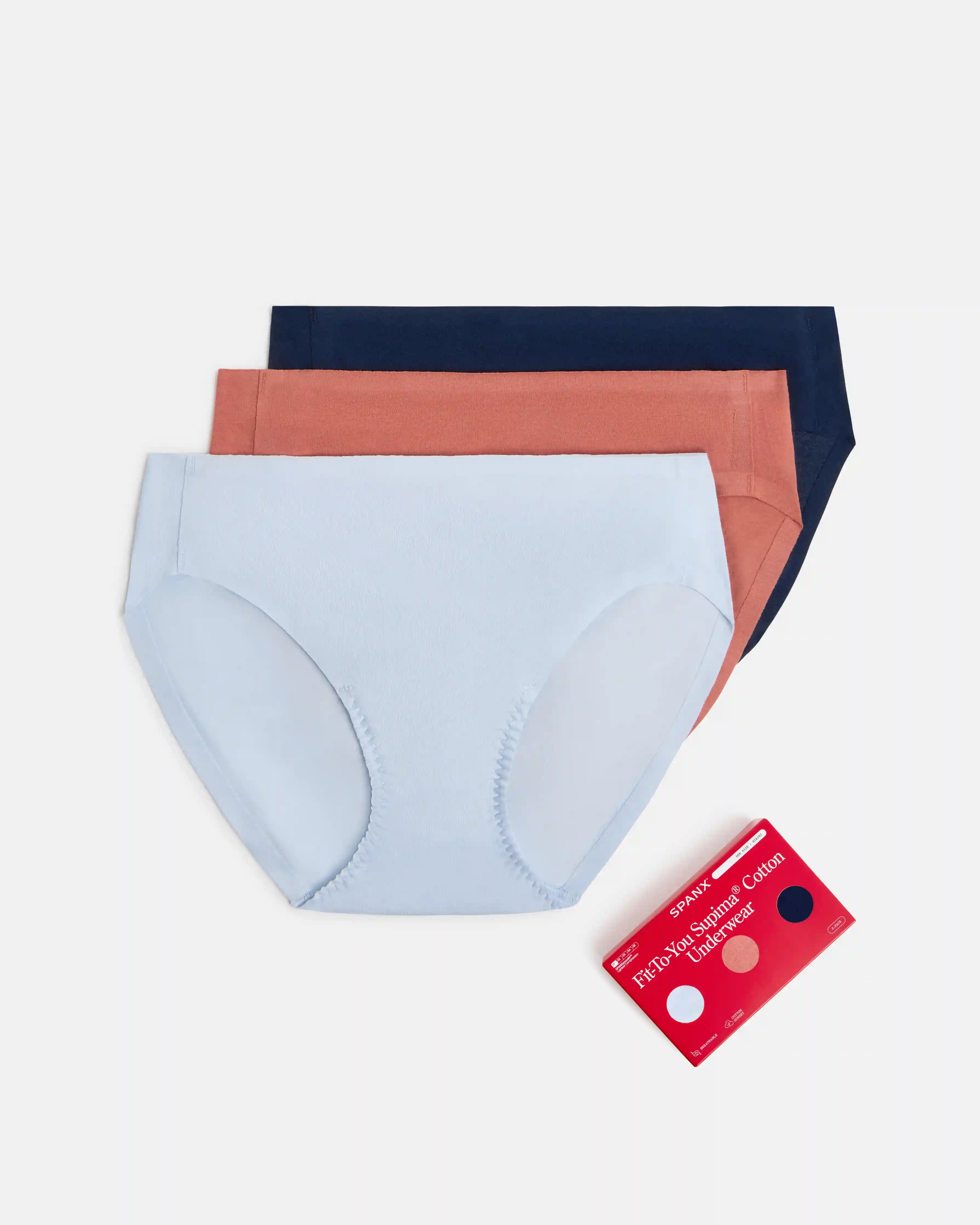 SPANXsmooth®  Fit-To-You Supima® Cotton Bikini 3-Pack | Summit/Clay/Timeless Navy