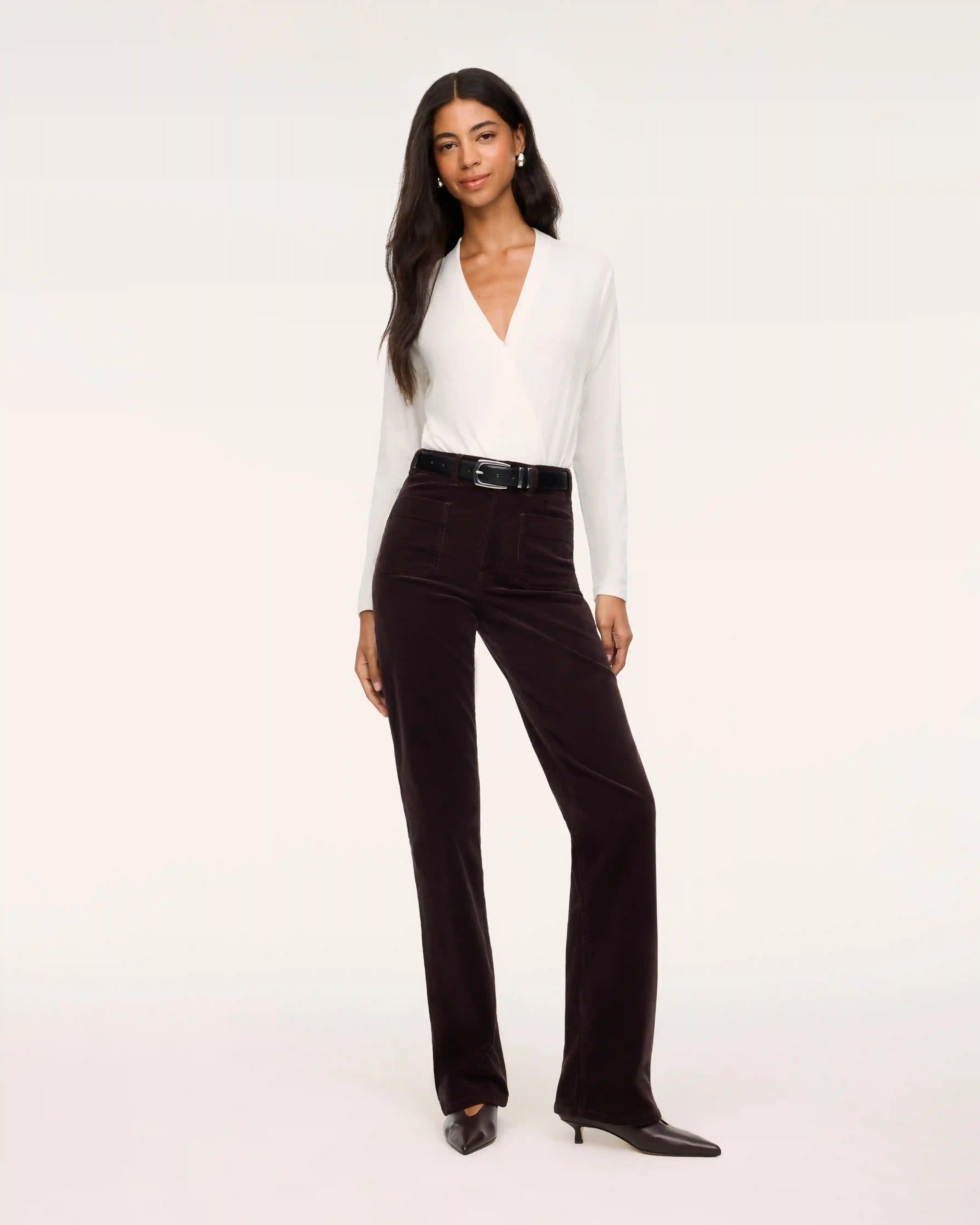 SPANXshape® Authentic 360 Corduroy Bootcut Jeans with Patch Pockets | Truffle Brown