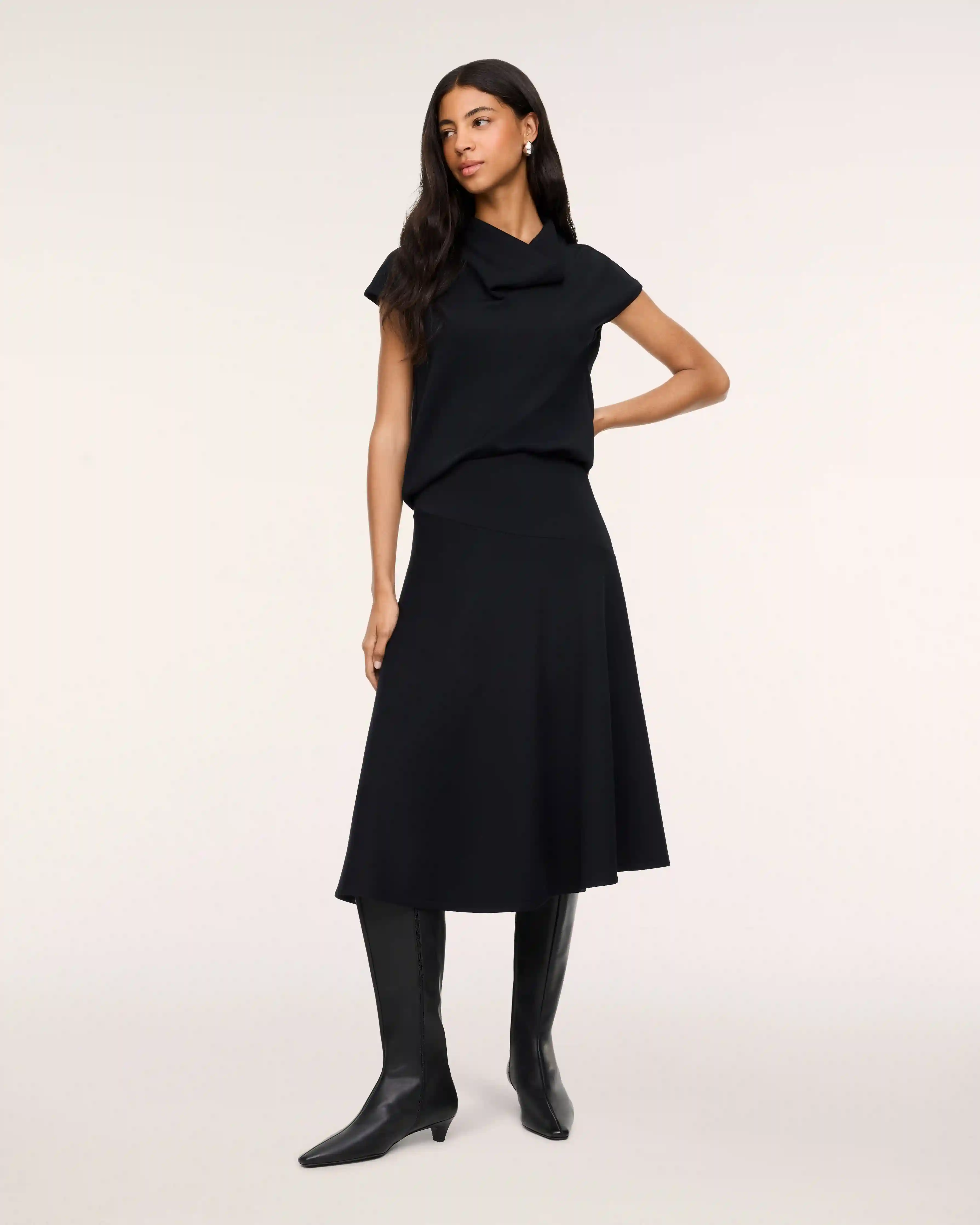 SPANX AirEssentials® Draped Midi Skirt | Very Black