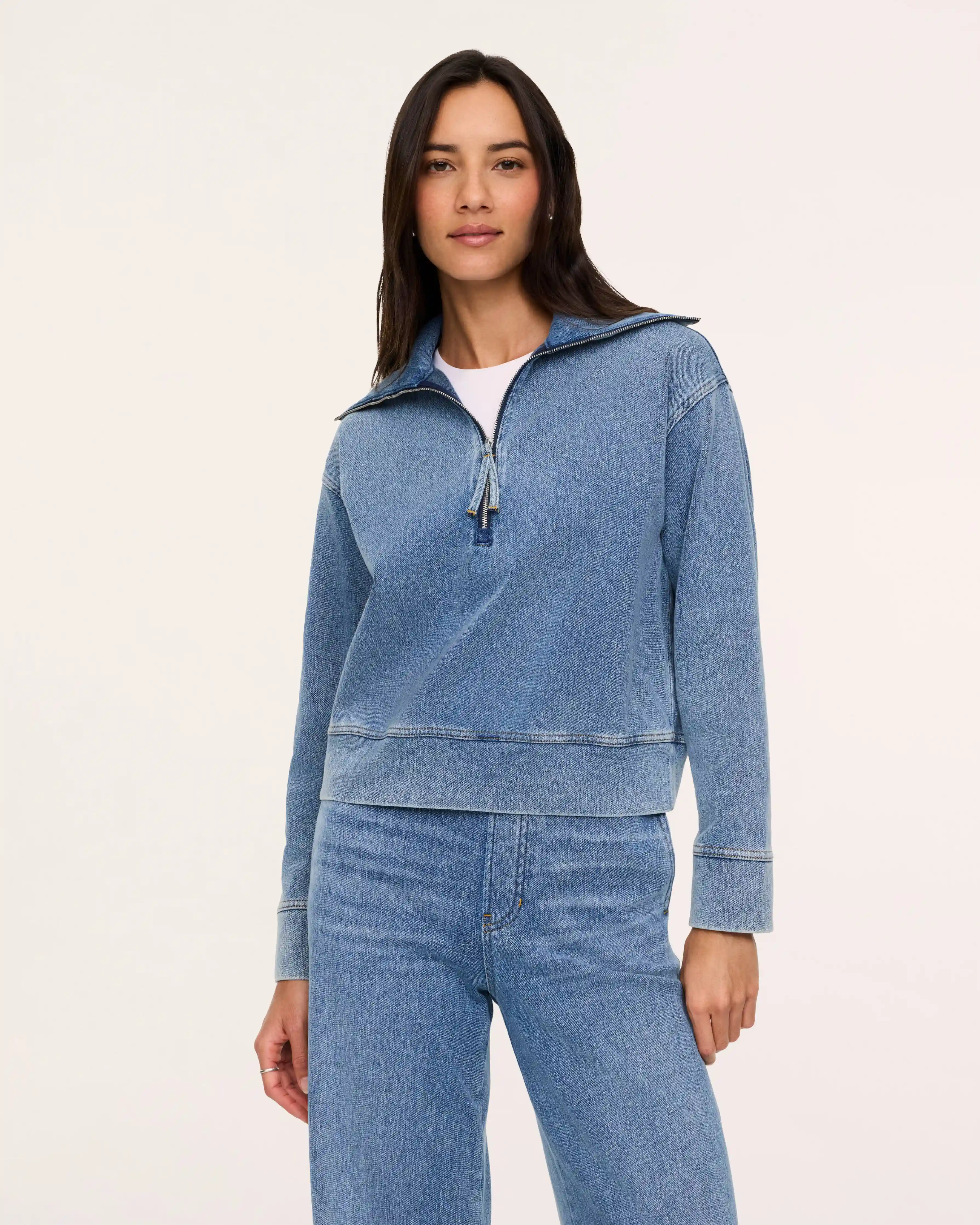 SPANX® Denim-ish Half Zip | Twilight Blue