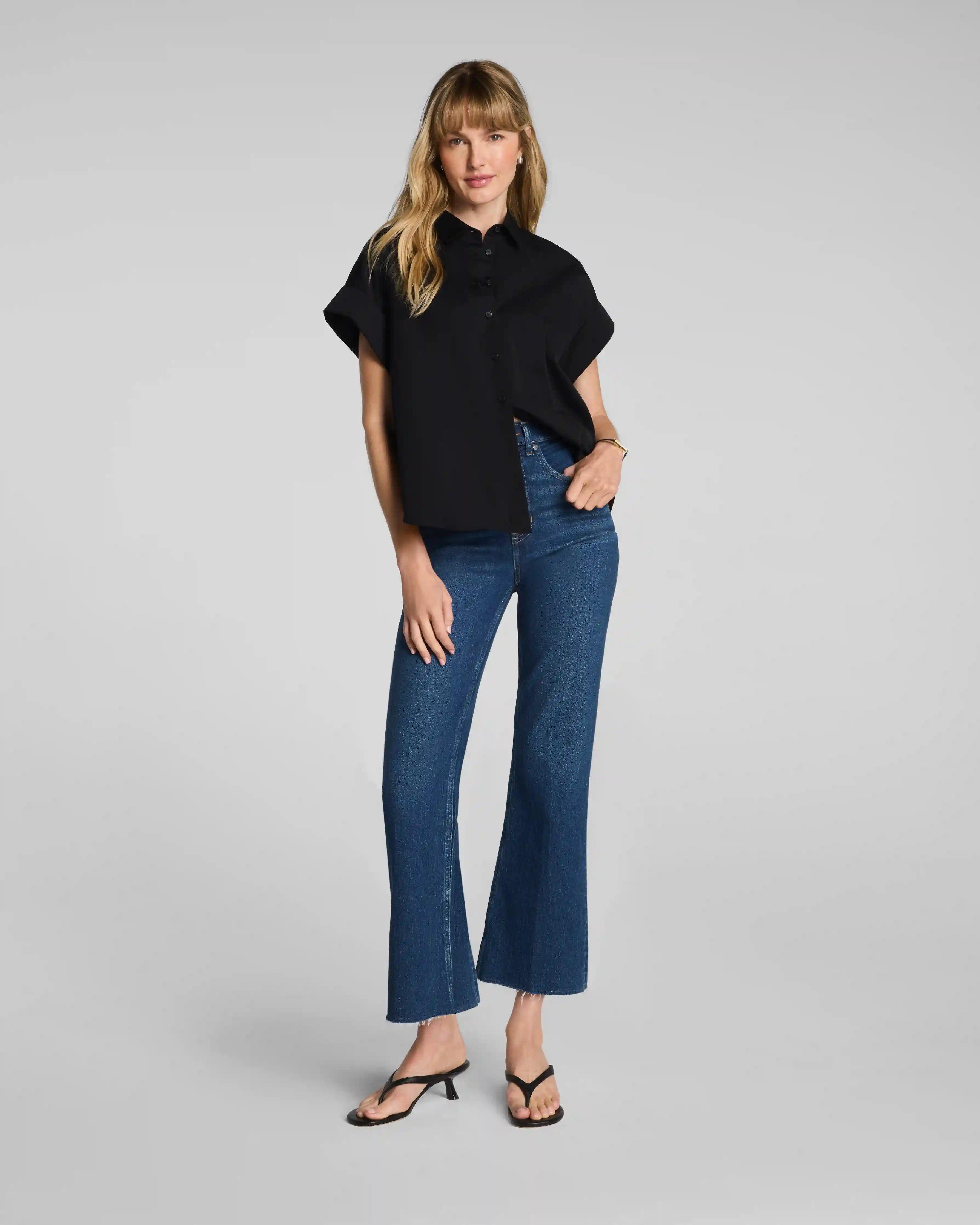 SPANXshape®  Authentic 360 Raw Hem Kick Flare Jeans | Adriatic Blue