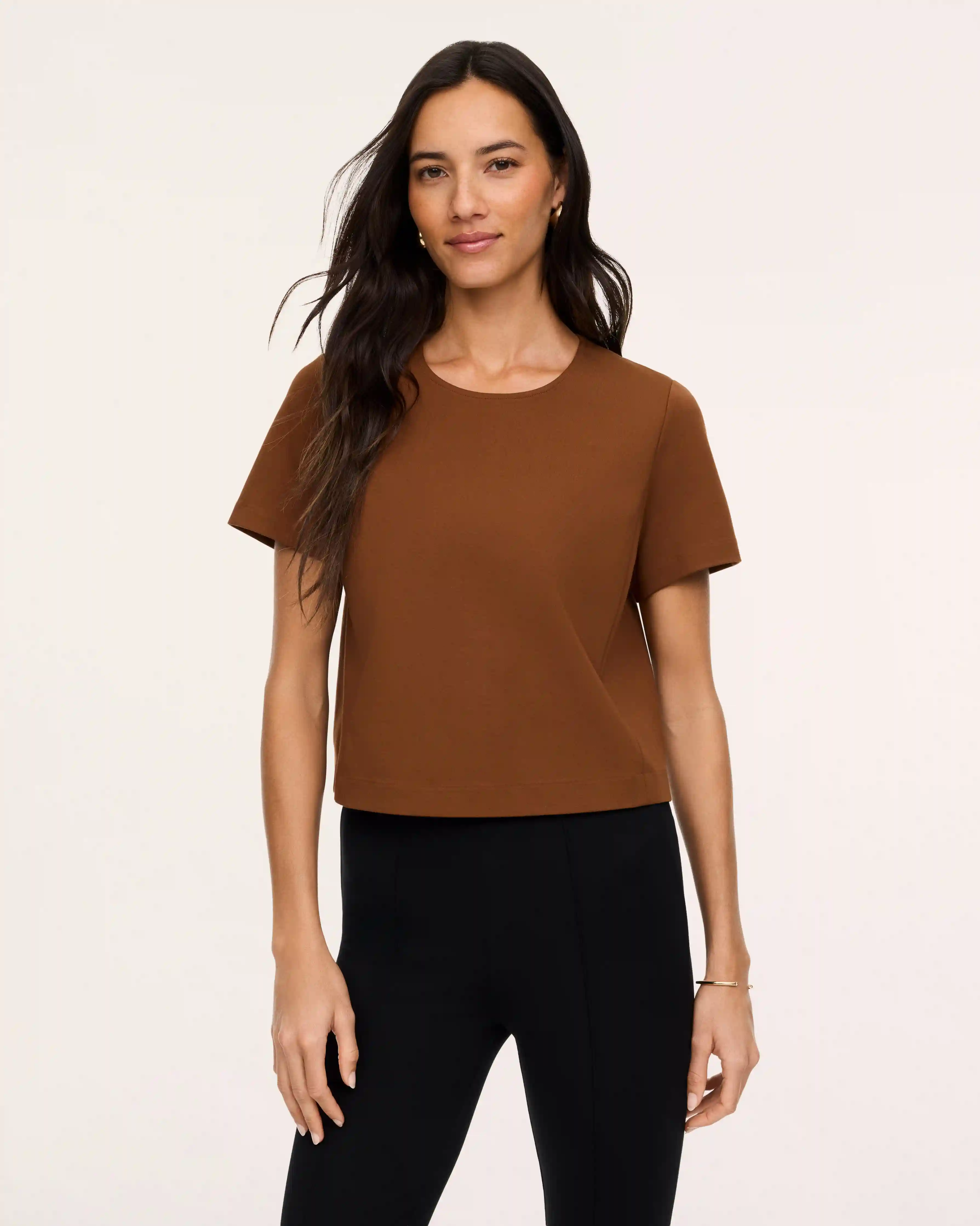 SPANX® Ponte Crewneck Cropped Tee | Brandy