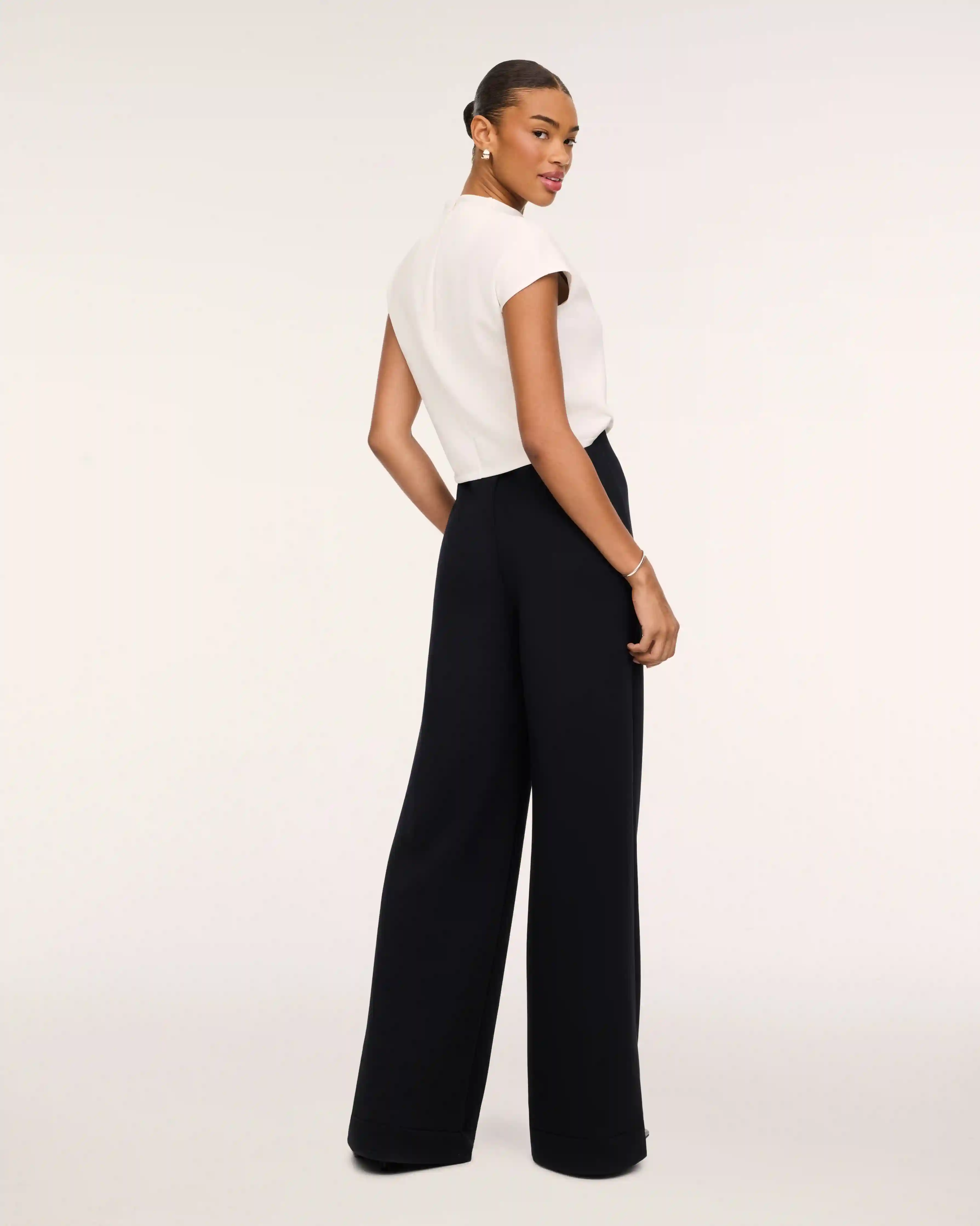 Alternative view of SPANX AirEssentials® Draped Cowl Neck Jumpsuit | Ivory/Very Black