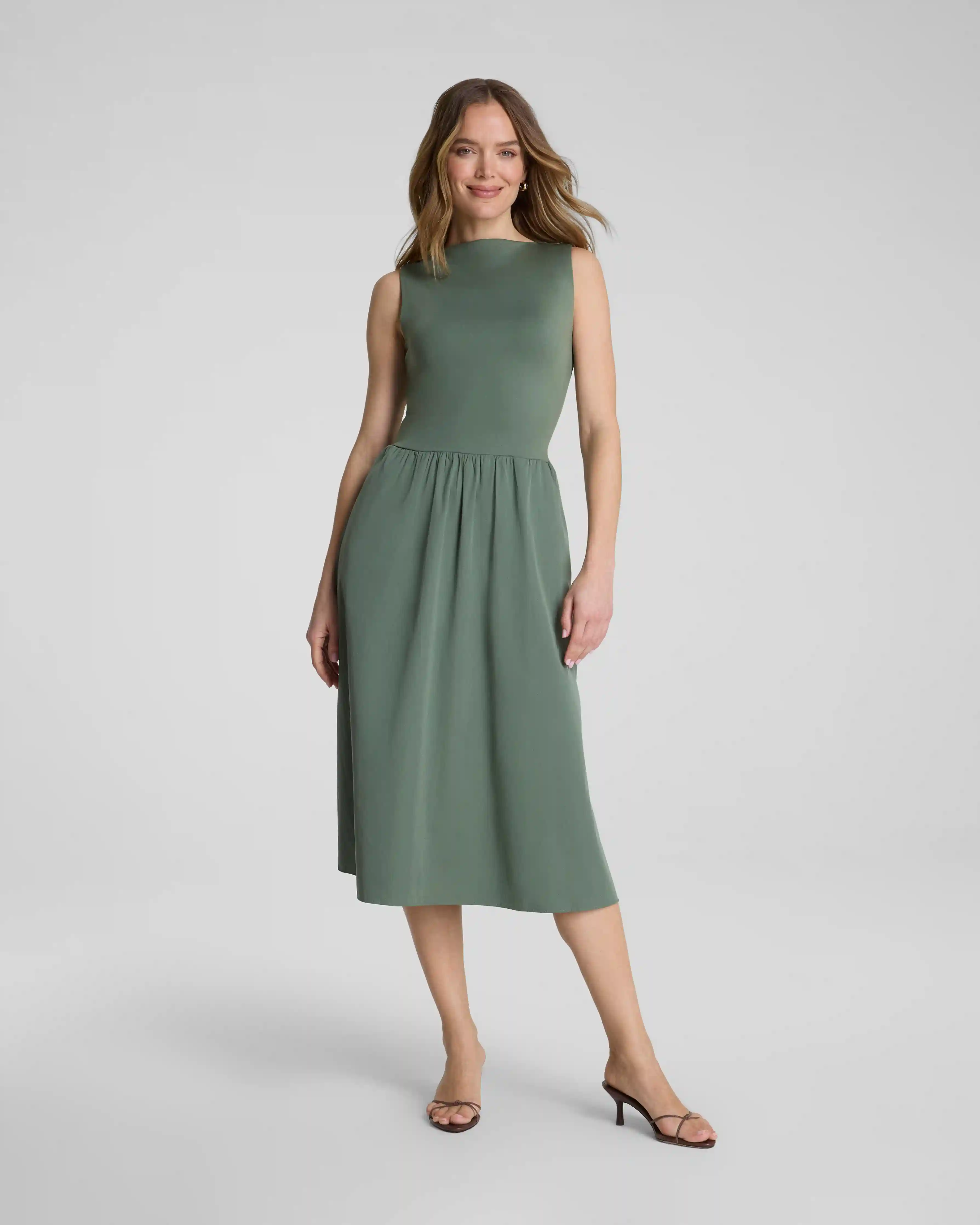 SPANXsmooth®  Jersey High Neck Midi Dress | Eucalyptus