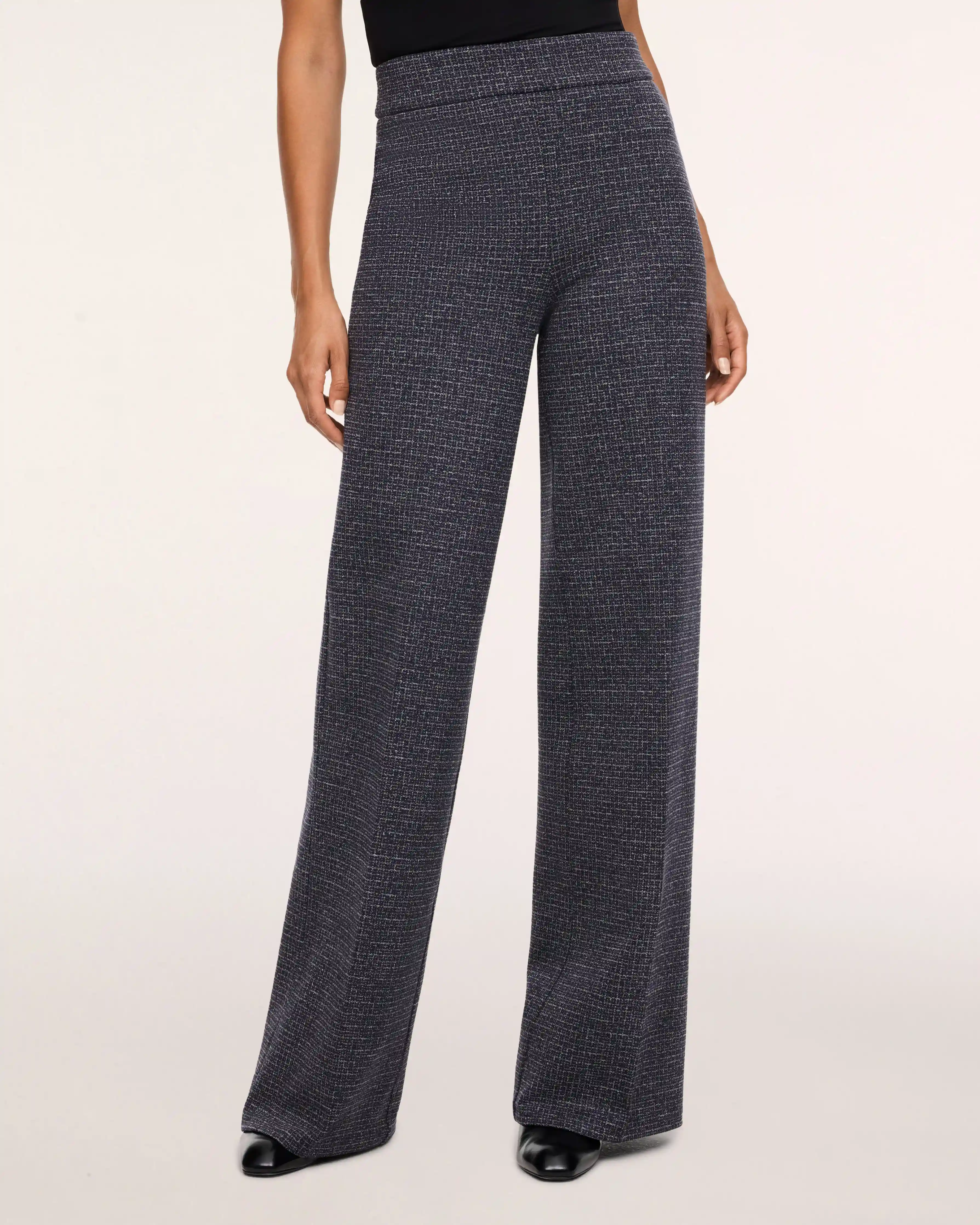 Alternative view of SPANXsupersmooth® PerfectFit Ponte Jacquard Wide Leg Pant | Timeless Navy Gingham
