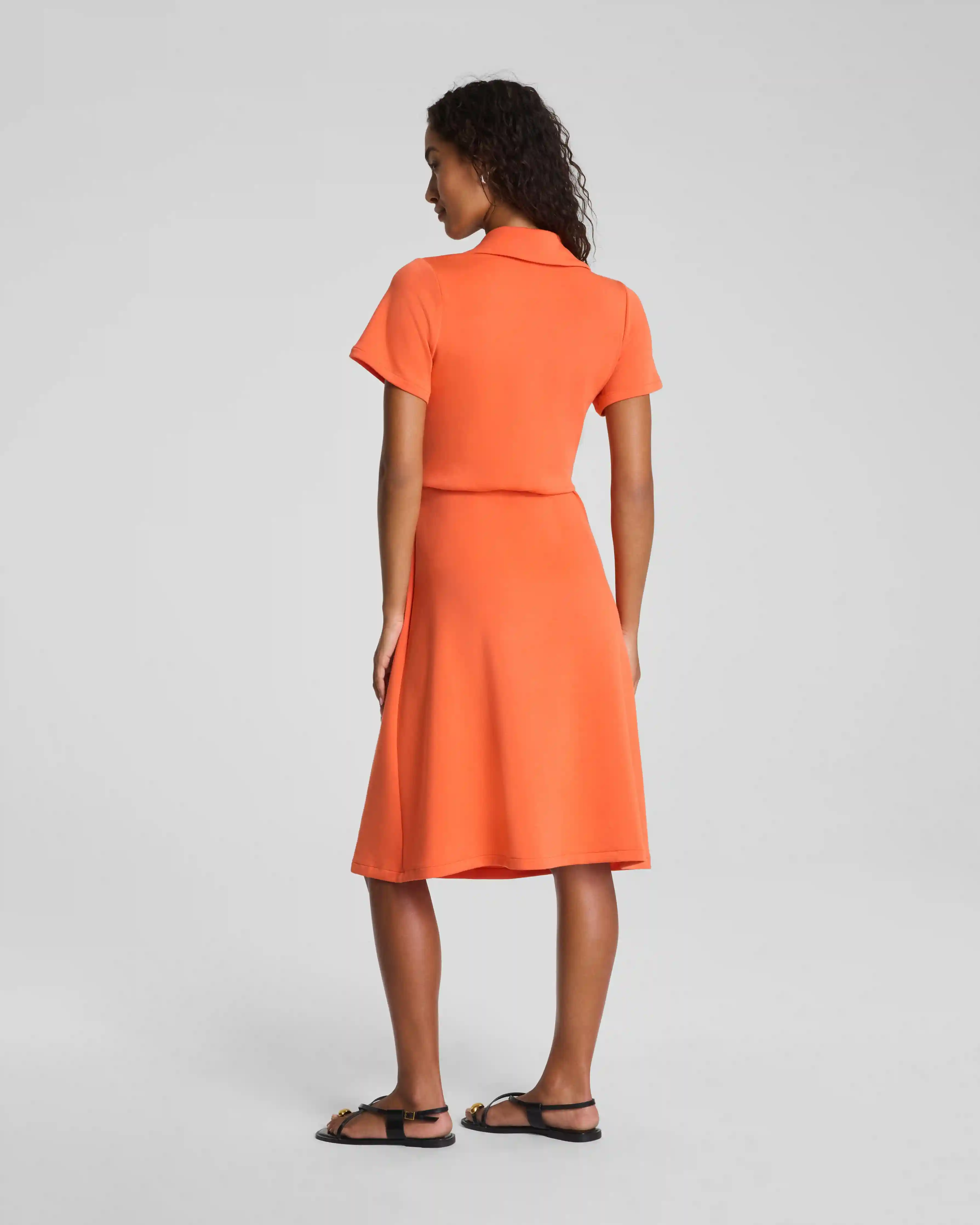 Alternative view of SPANX AirEssentials® Collared Tie-Waist Midi Dress | Sunset Coral