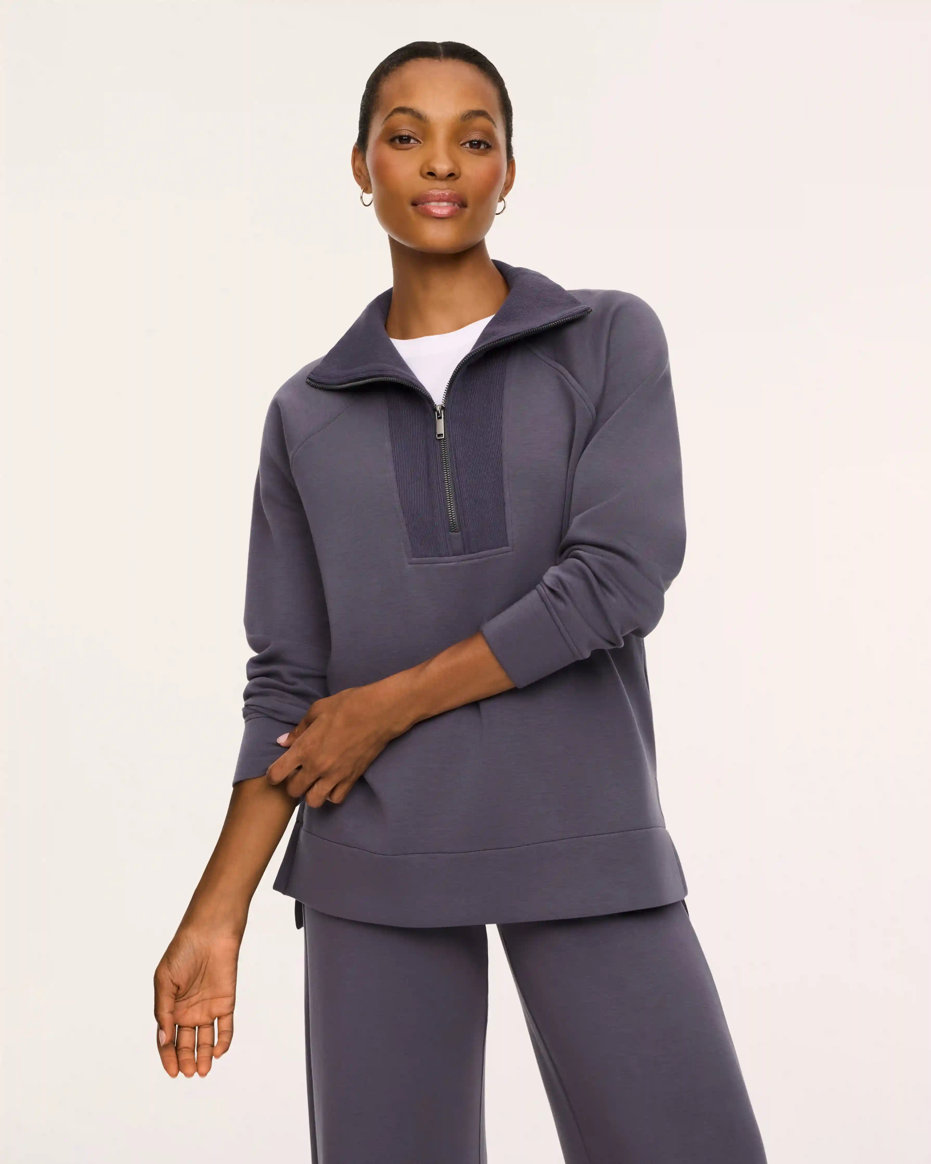 SPANX AirEssentials® Brushed Half Zip Tunic | Dark Slate