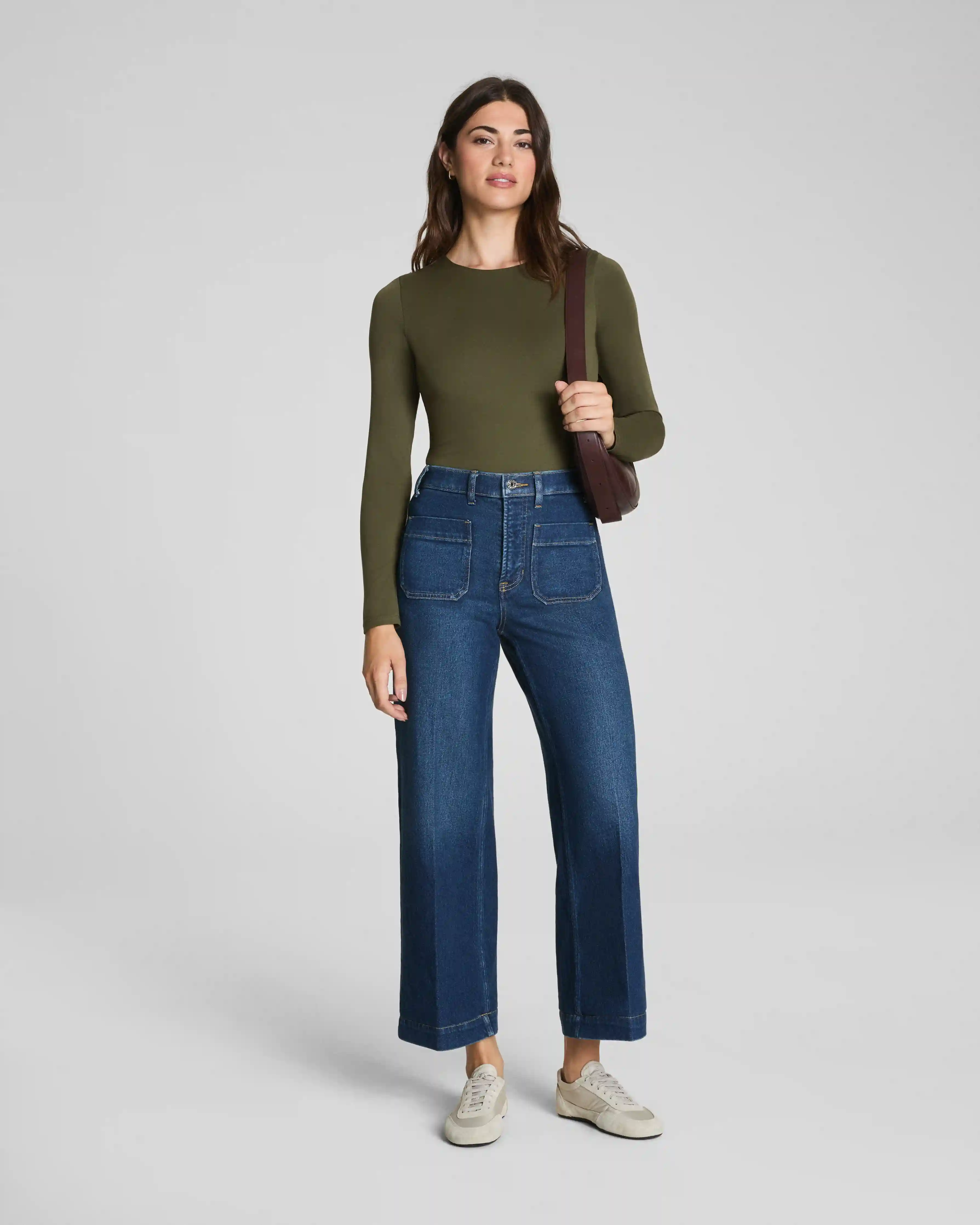 SPANXshape®  Authentic 360 Cropped Wide Leg Jeans with Patch Pockets | Adriatic Blue