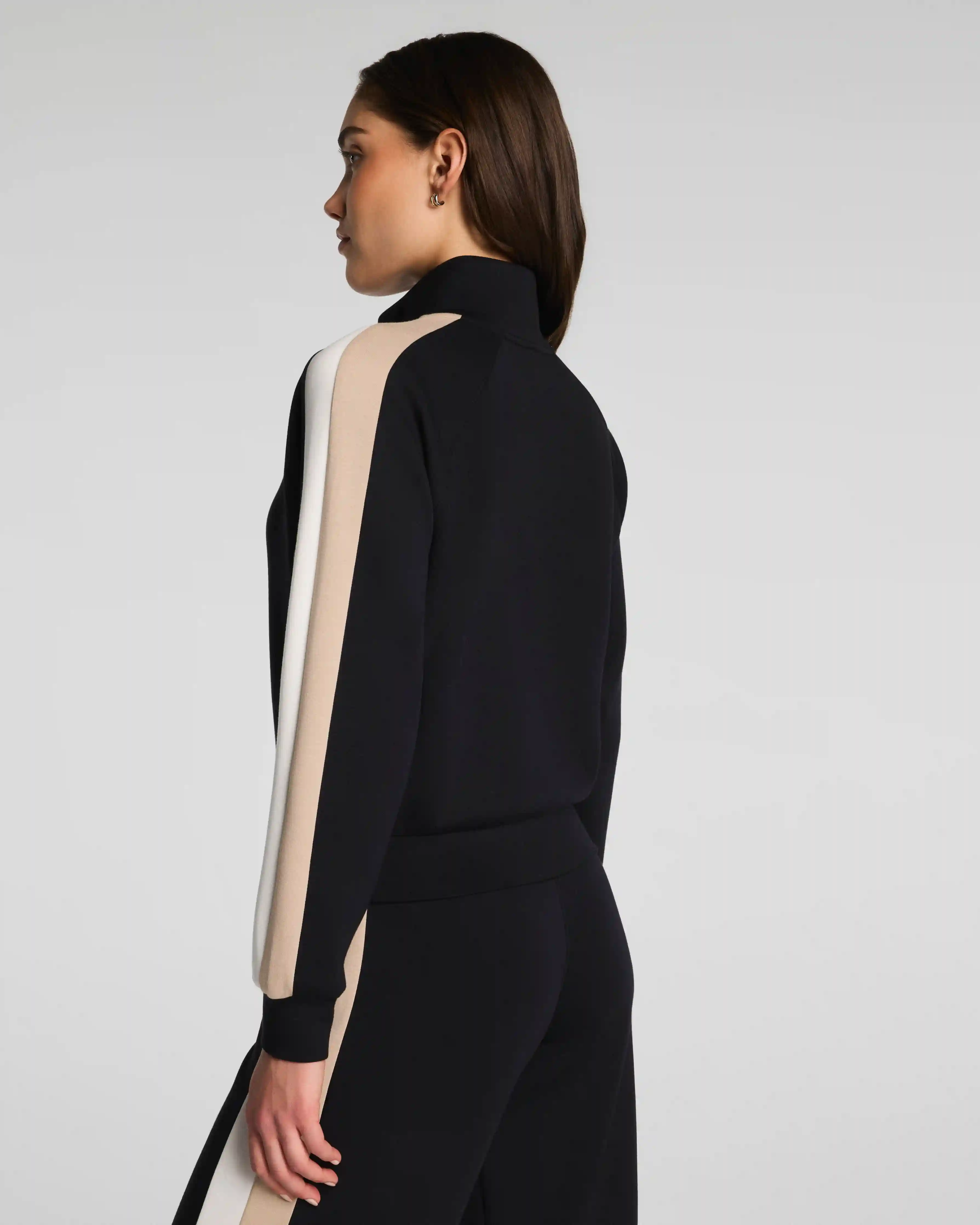 Alternative view of SPANX AirEssentials® Colorblock Track Jacket | Very Black Stripe