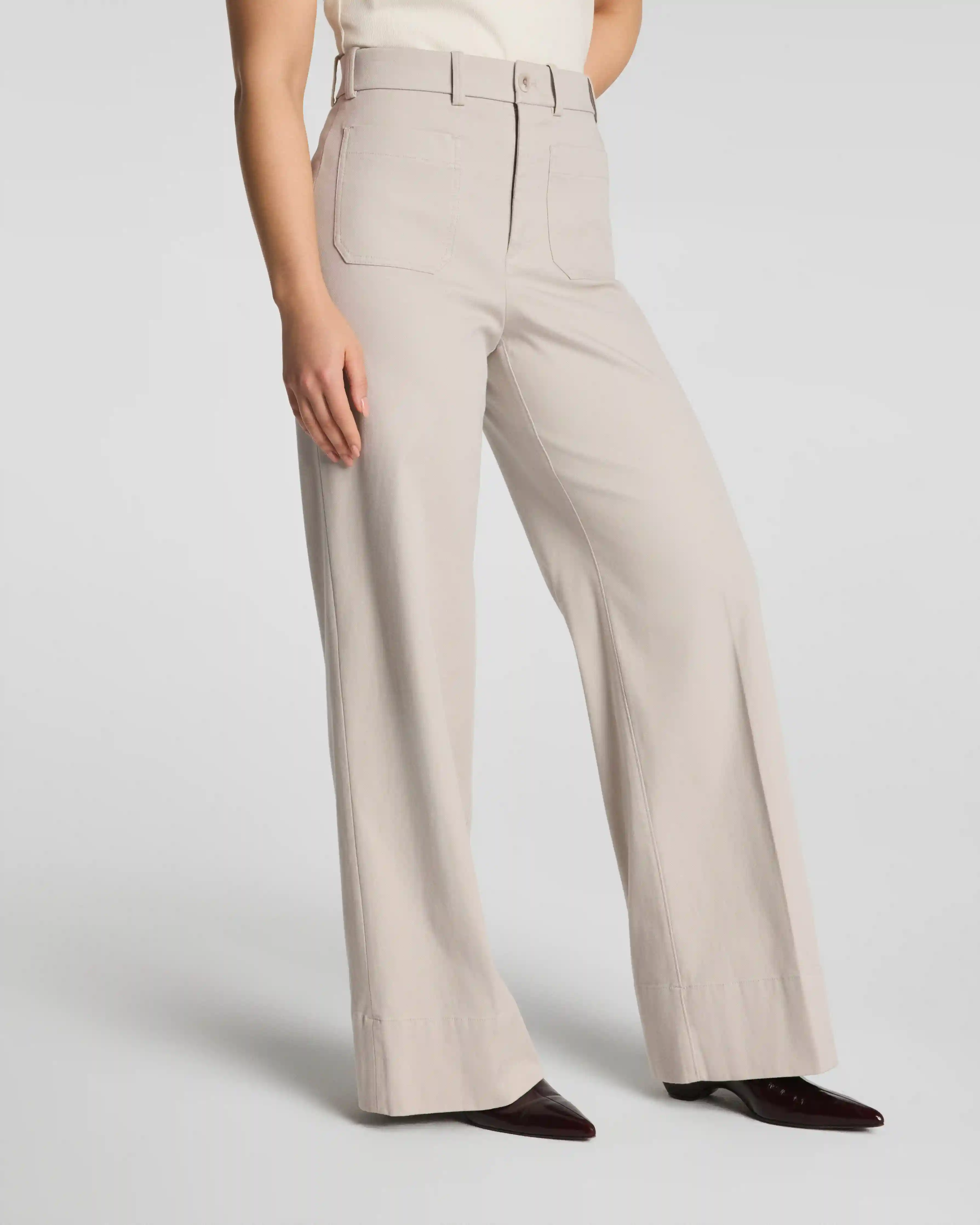 Alternative view of SPANXsupersmooth®  Stretch Twill Wide Leg Pant with Patch Pockets | Bone