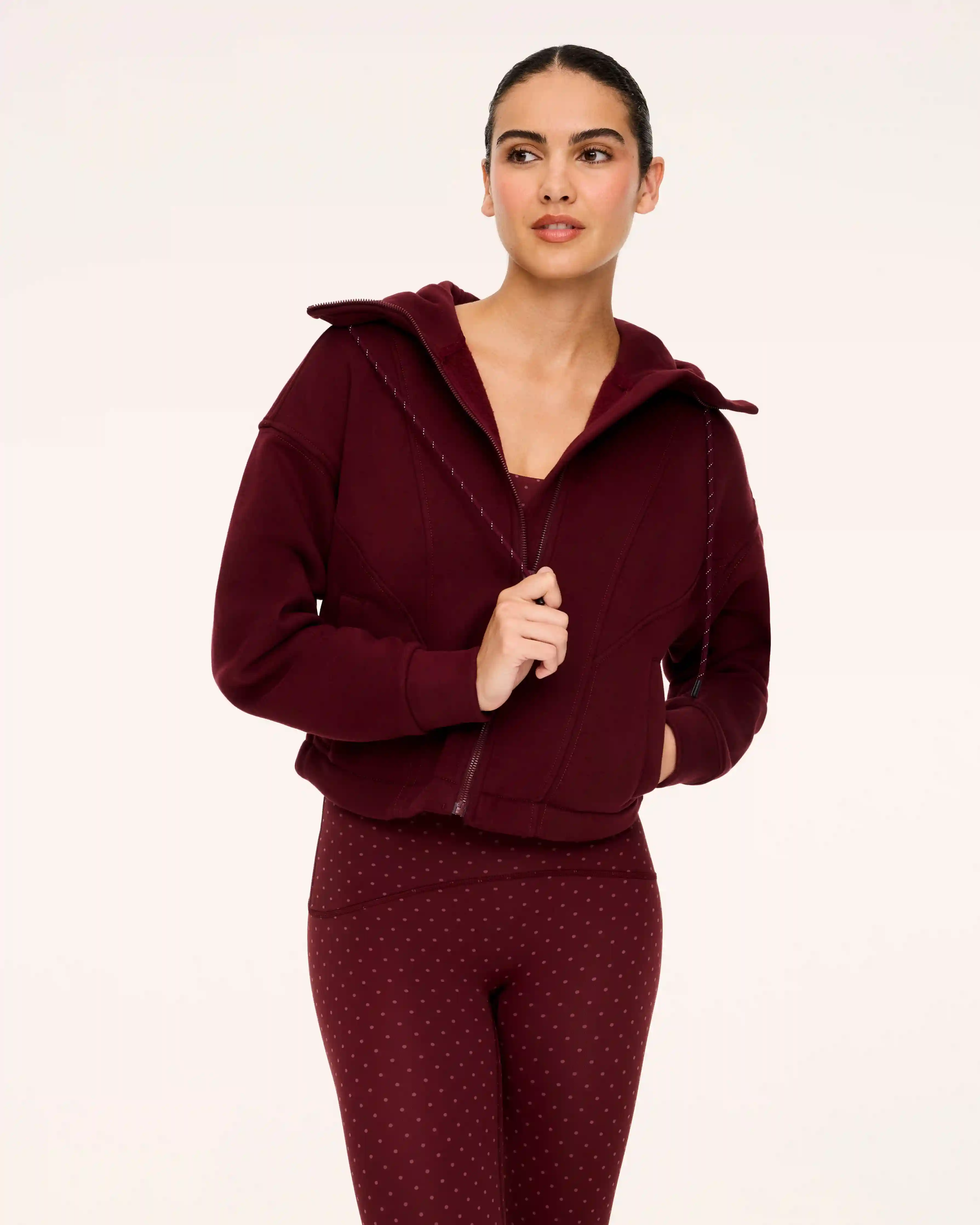 SPANX® BoostUp Cotton Fleece Full Zip Hoodie | Vino