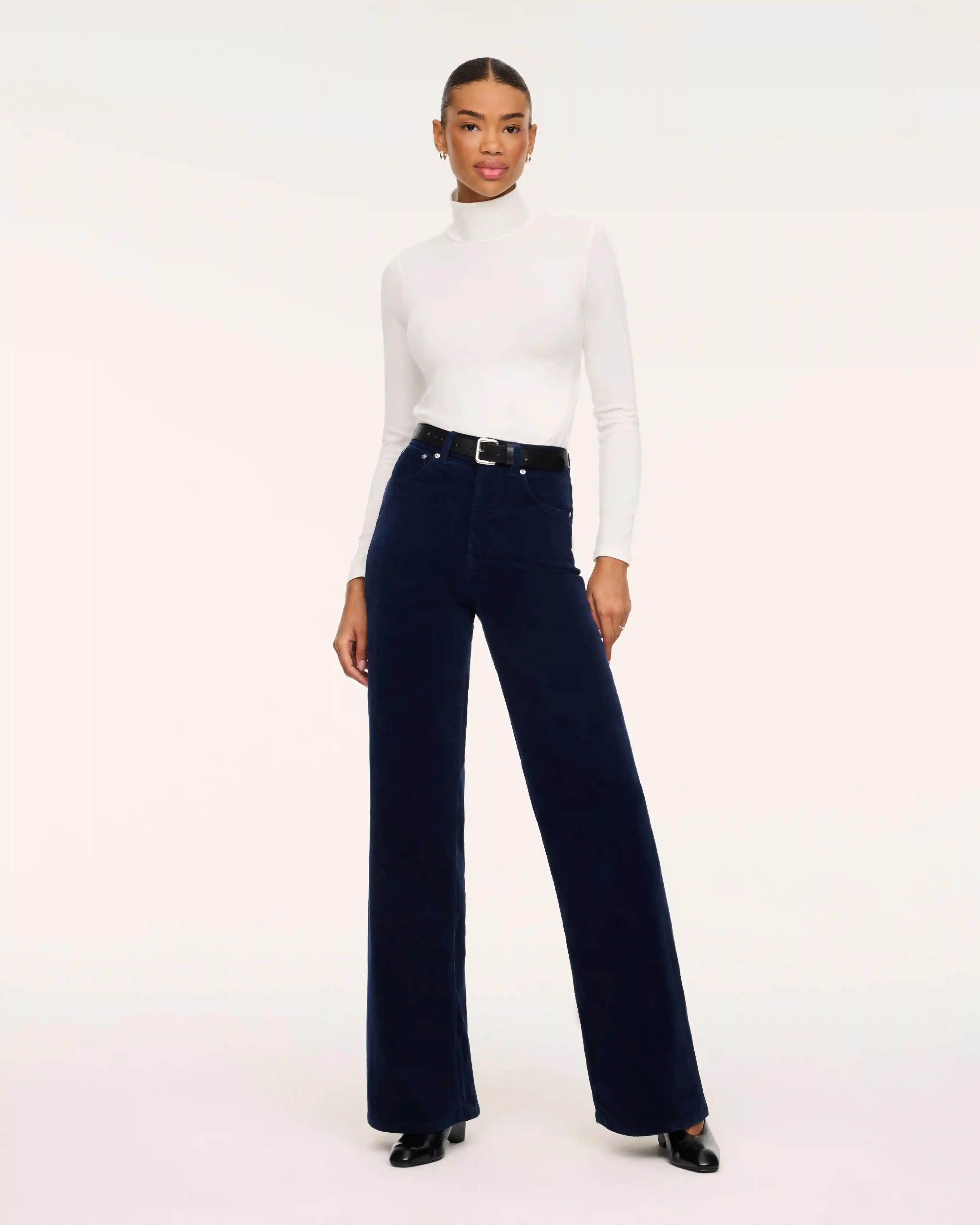 SPANXshape® Authentic 360 Corduroy Wide Leg Jeans | Timeless Navy