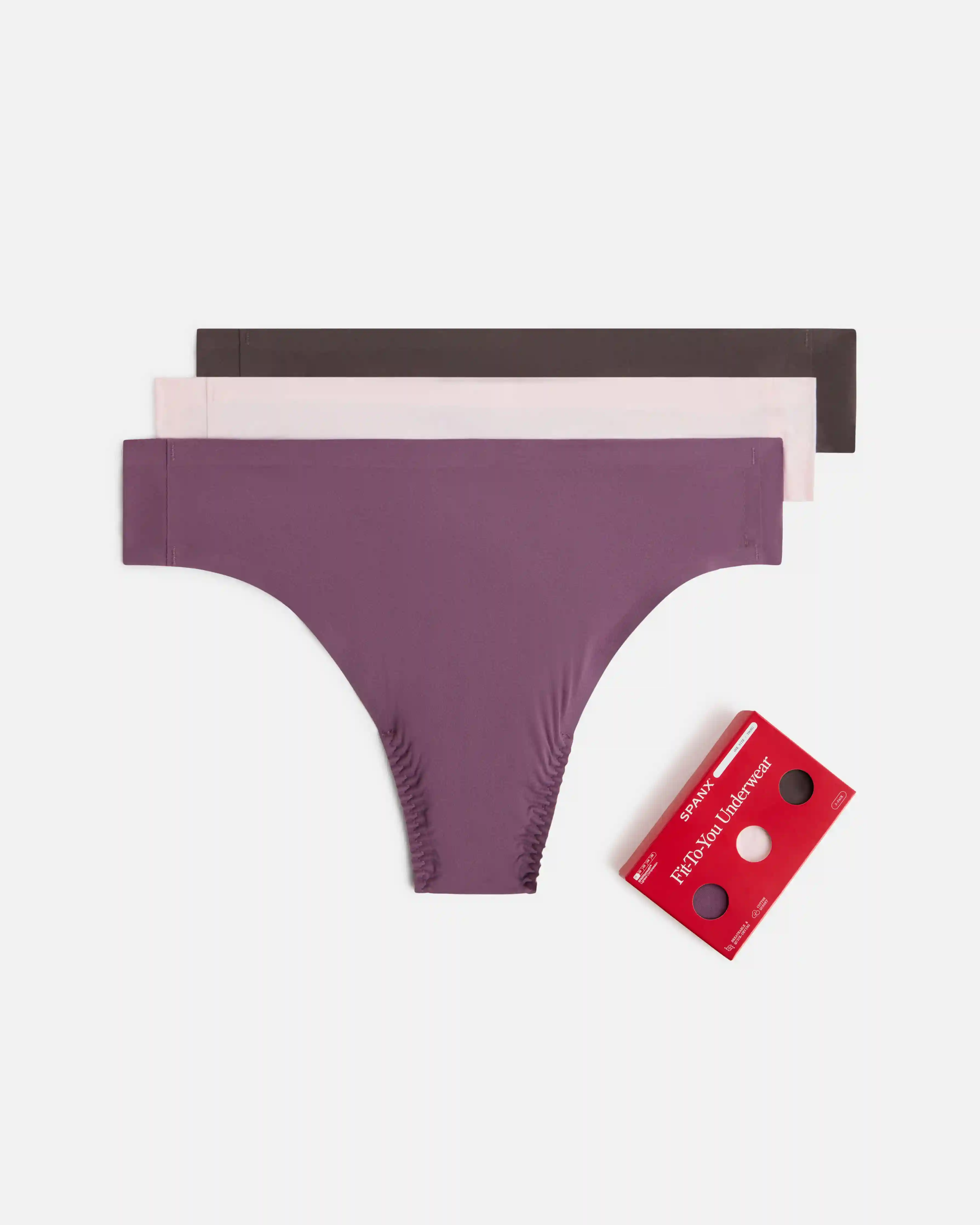 SPANXsmooth®  Fit-To-You Thong 3-Pack Box | Prune/Rosebud/Dark Cacao