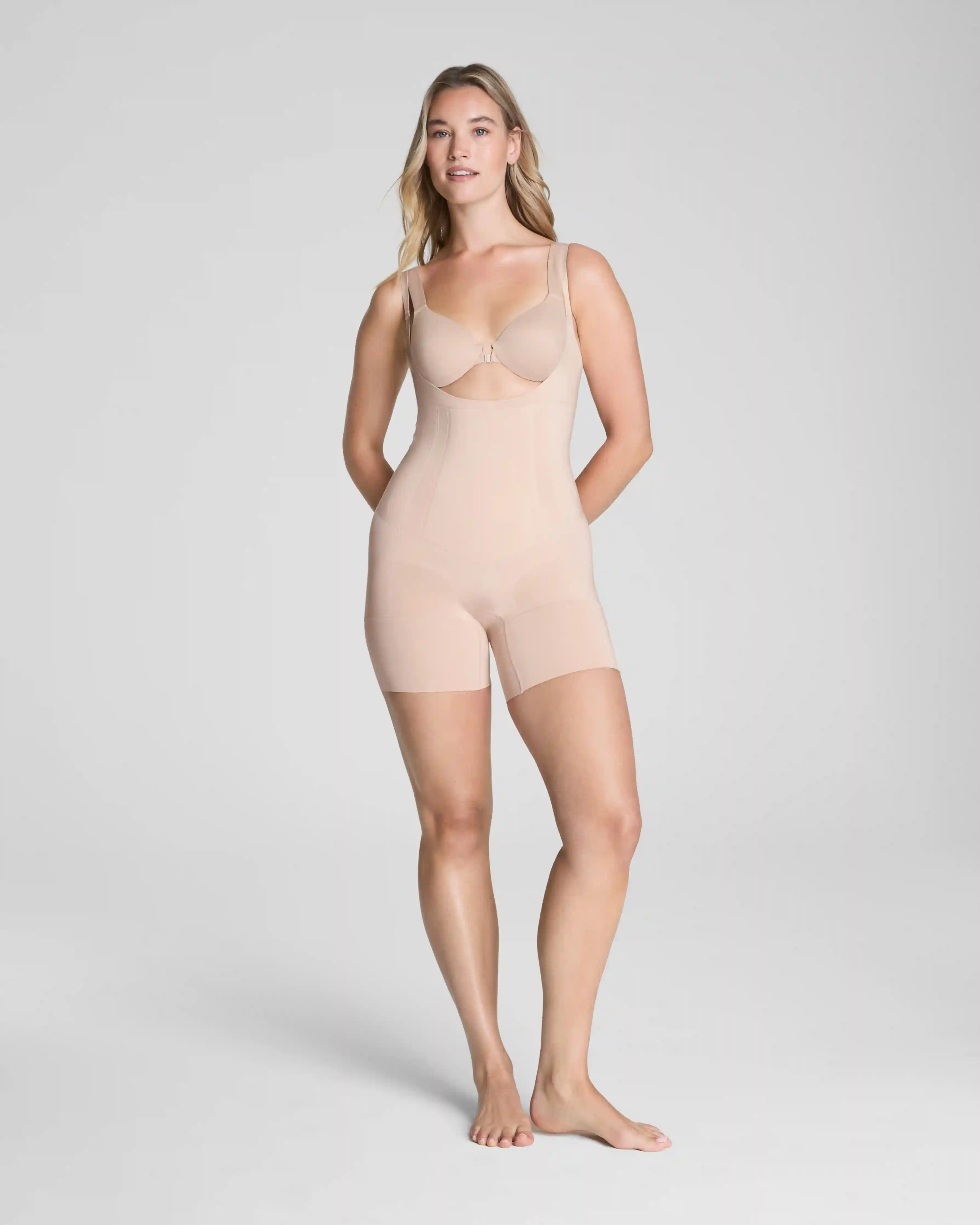 SPANXsculpt®  OnCore Open-Bust Mid-Thigh Bodysuit | Soft Nude