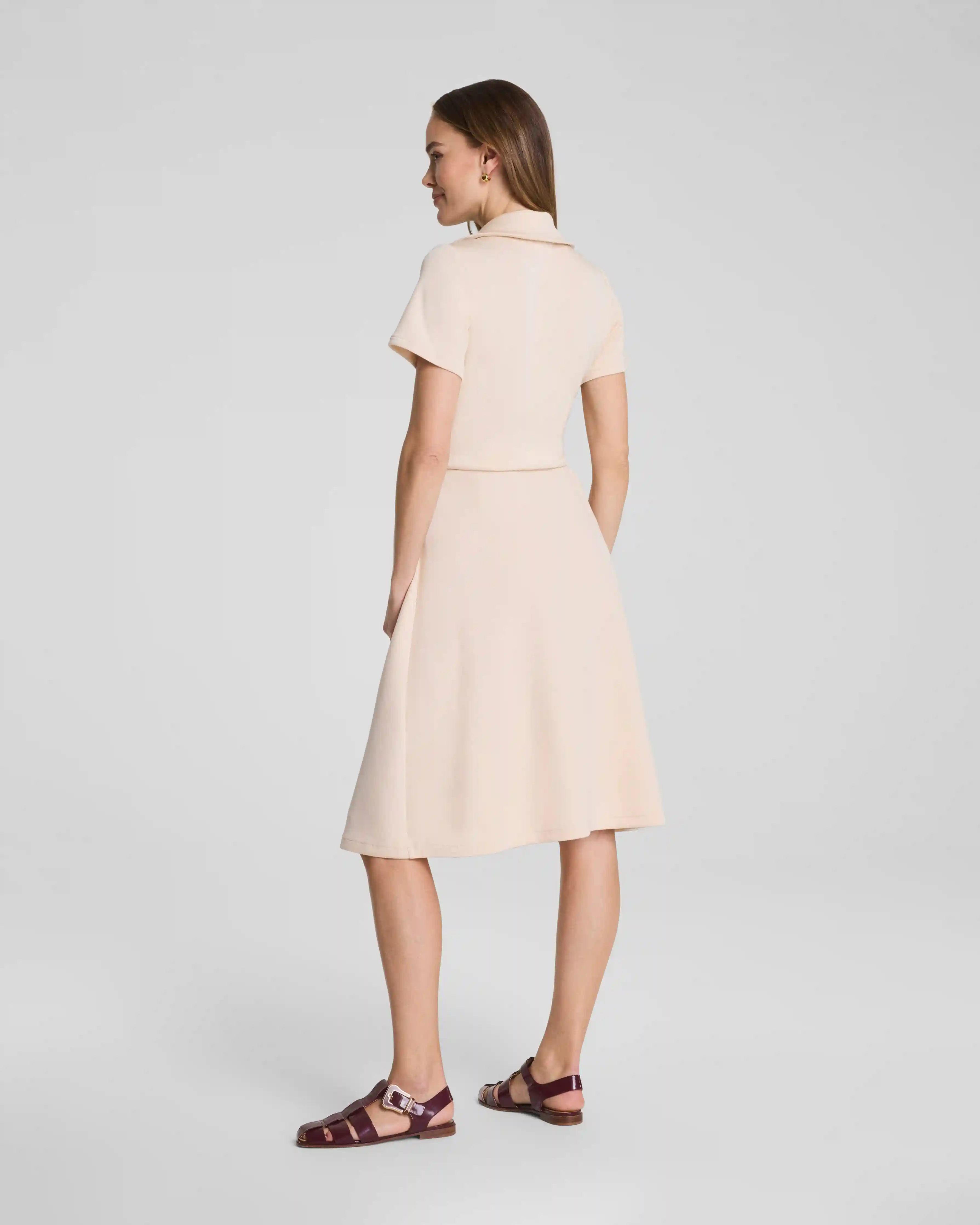 Alternative view of SPANX AirEssentials® Collared Tie-Waist Midi Dress | Toasted Coconut