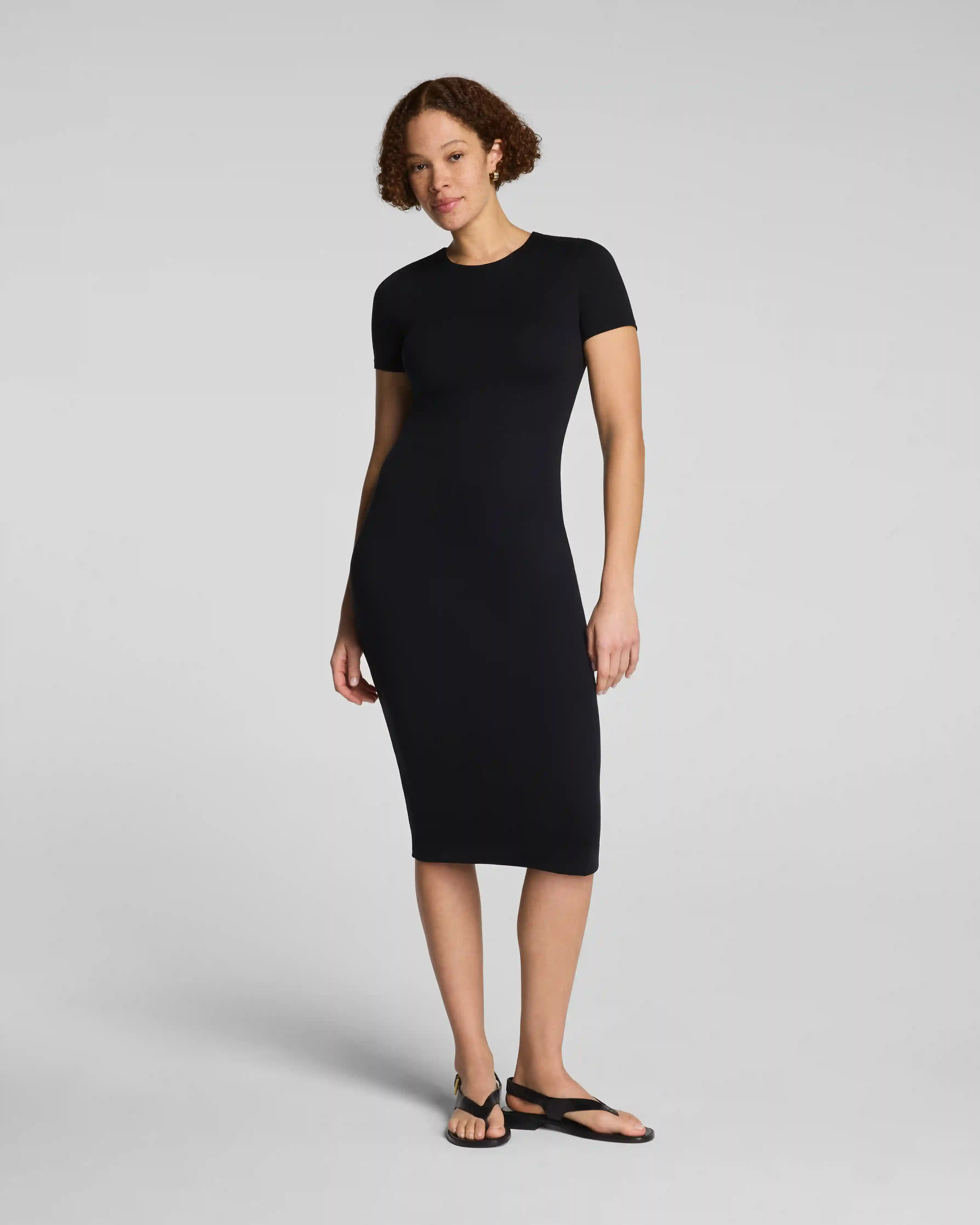 SPANXsmooth®  Jersey Crewneck Short Sleeve Midi Dress | Classic Black