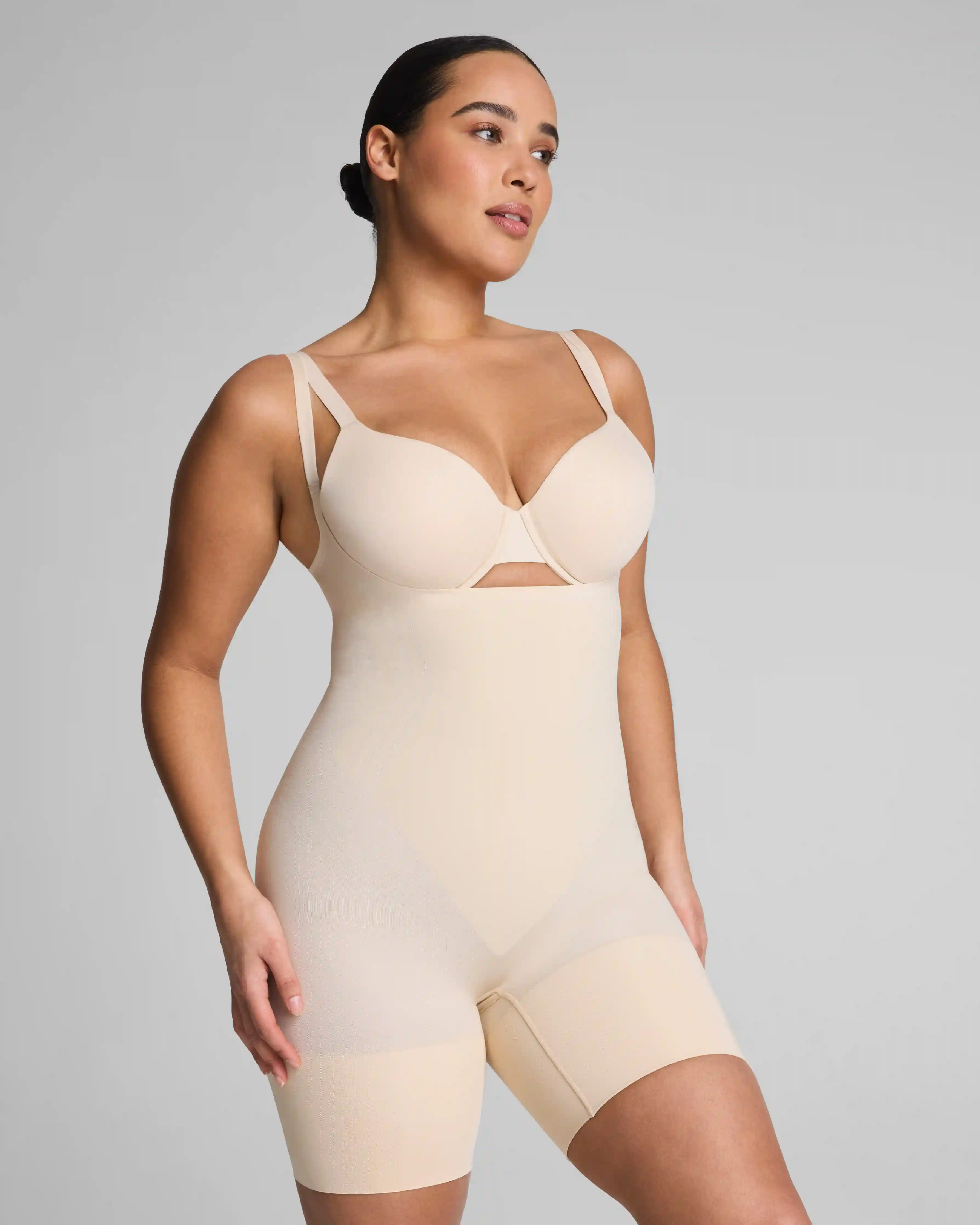 SPANXsculpt®  GoFigure Open-Bust Mid-Thigh Bodysuit | Toasted Coconut