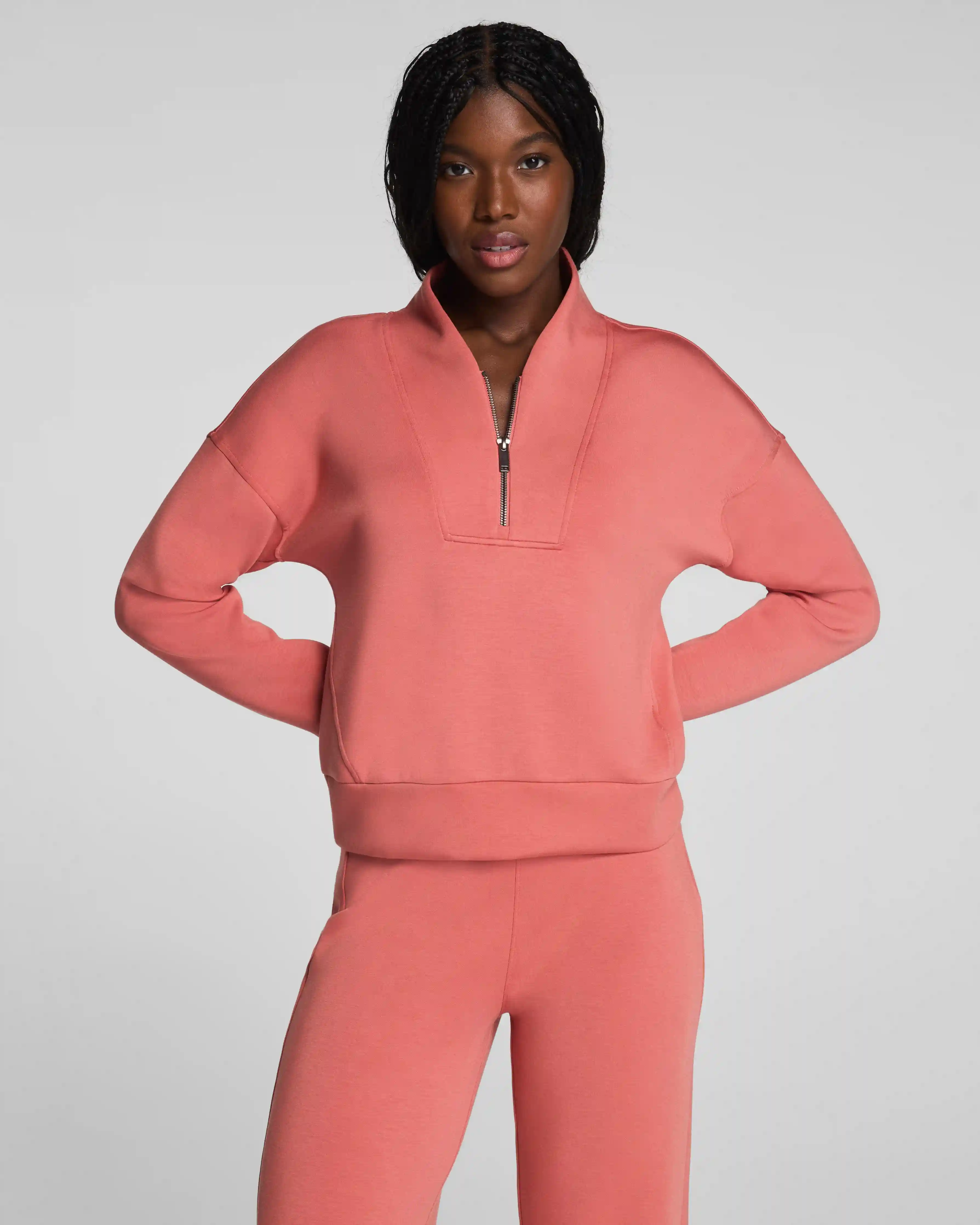 SPANX AirEssentials® Shawl Collar Half Zip | Clay