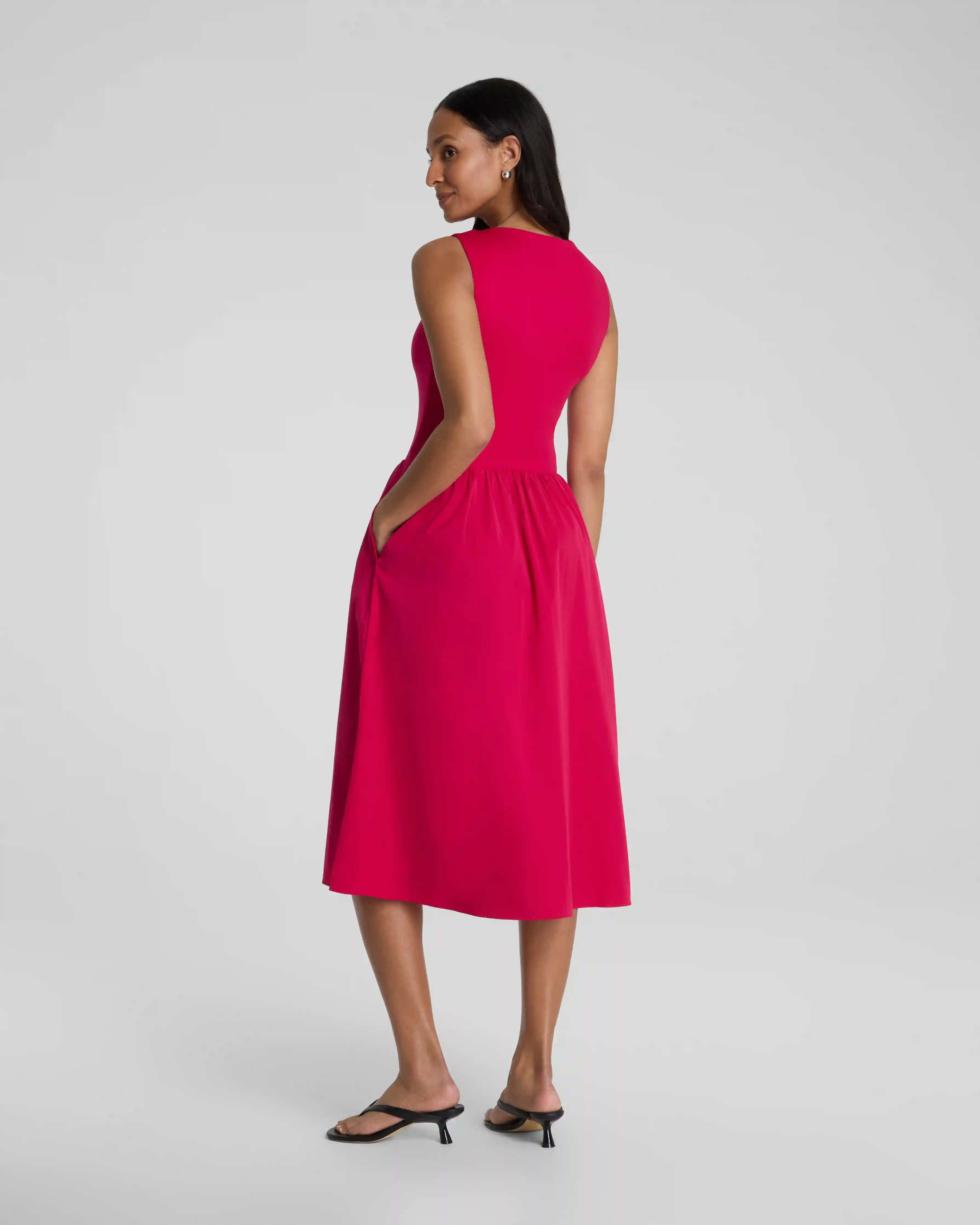 Alternative view of SPANXsmooth®  Jersey High Neck Midi Dress | Fuchsia