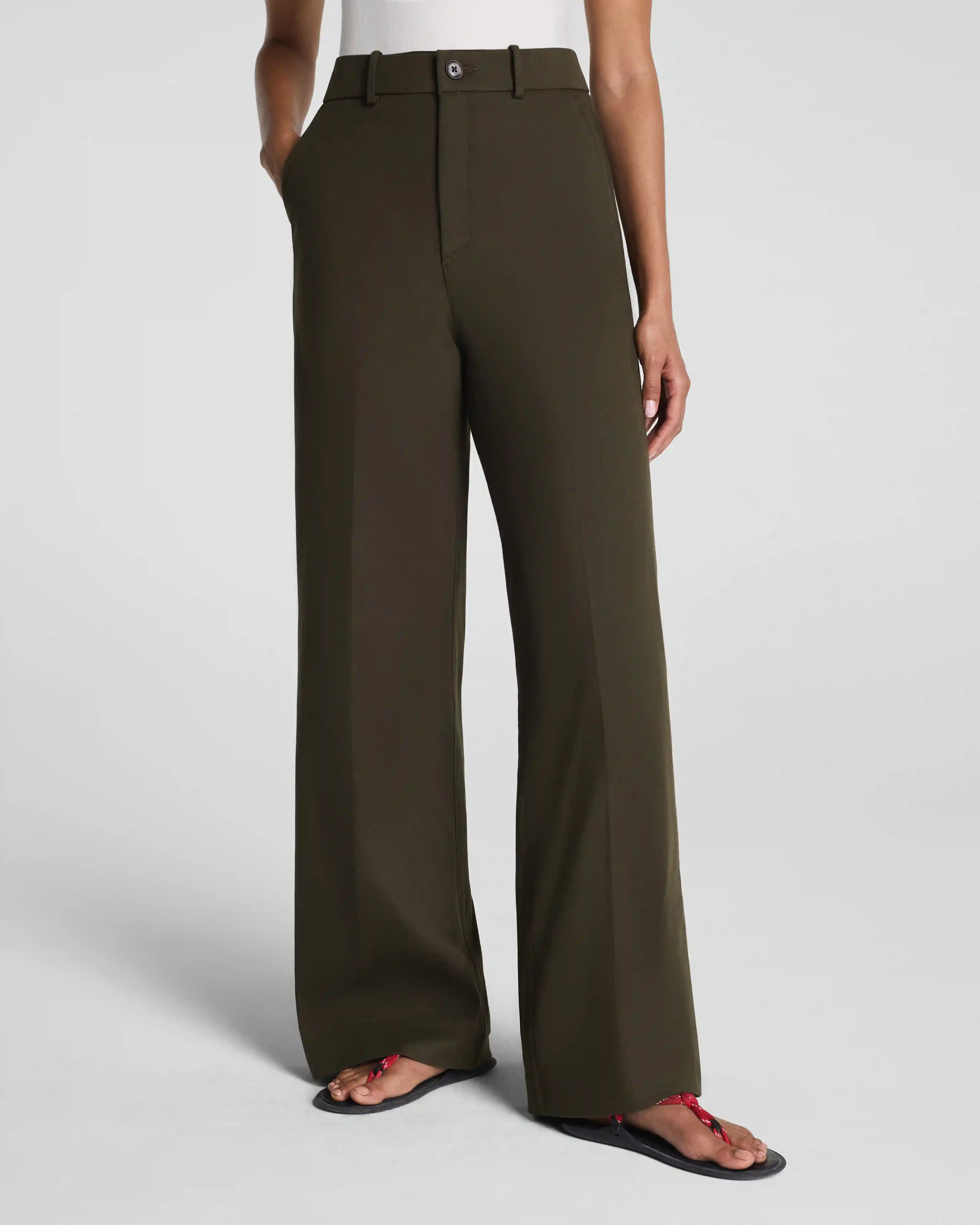 Alternative view of SPANXsupersmooth® Stretch Twill Wide Leg Pant | Moss Shadow