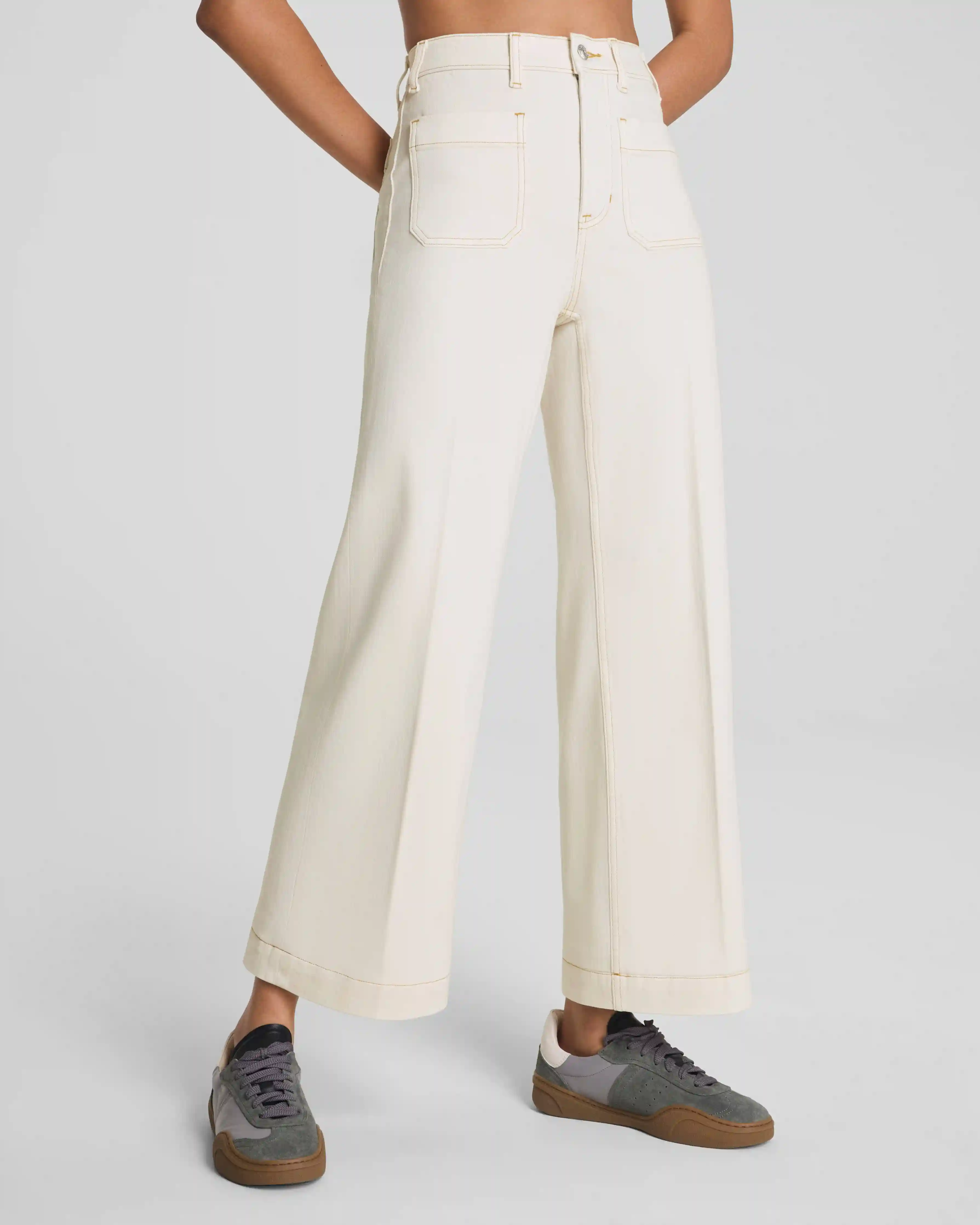 Alternative view of SPANXshape®  Authentic 360 Cropped Wide Leg Jeans with Patch Pockets | Alabaster