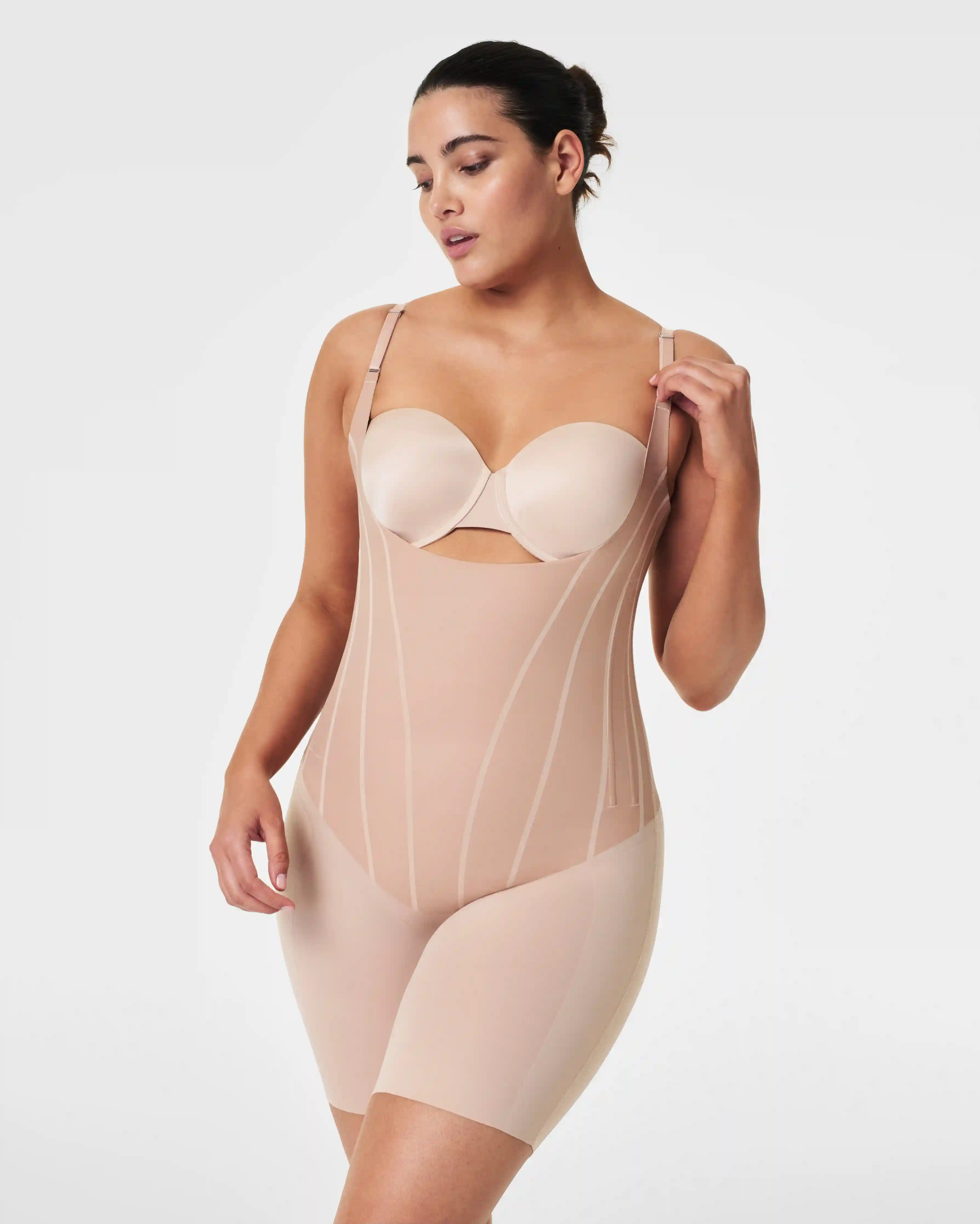 SPANXsupersculpt®  TotalContour Open-Bust Mid-Thigh Bodysuit | Natural Bronze