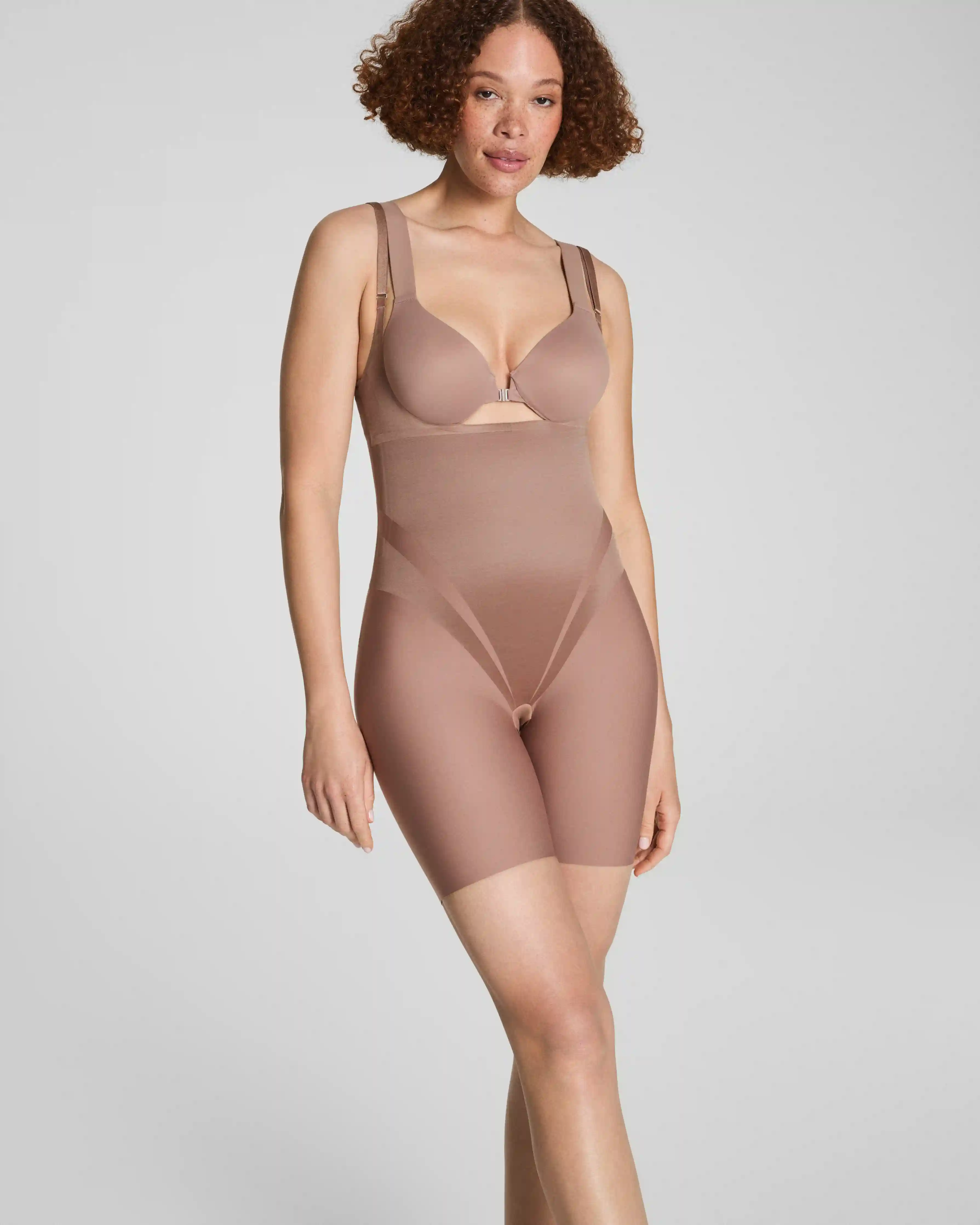 SPANXsupersculpt®  Transform Open-Bust Mid-Thigh Bodysuit | Cafe Au Lait