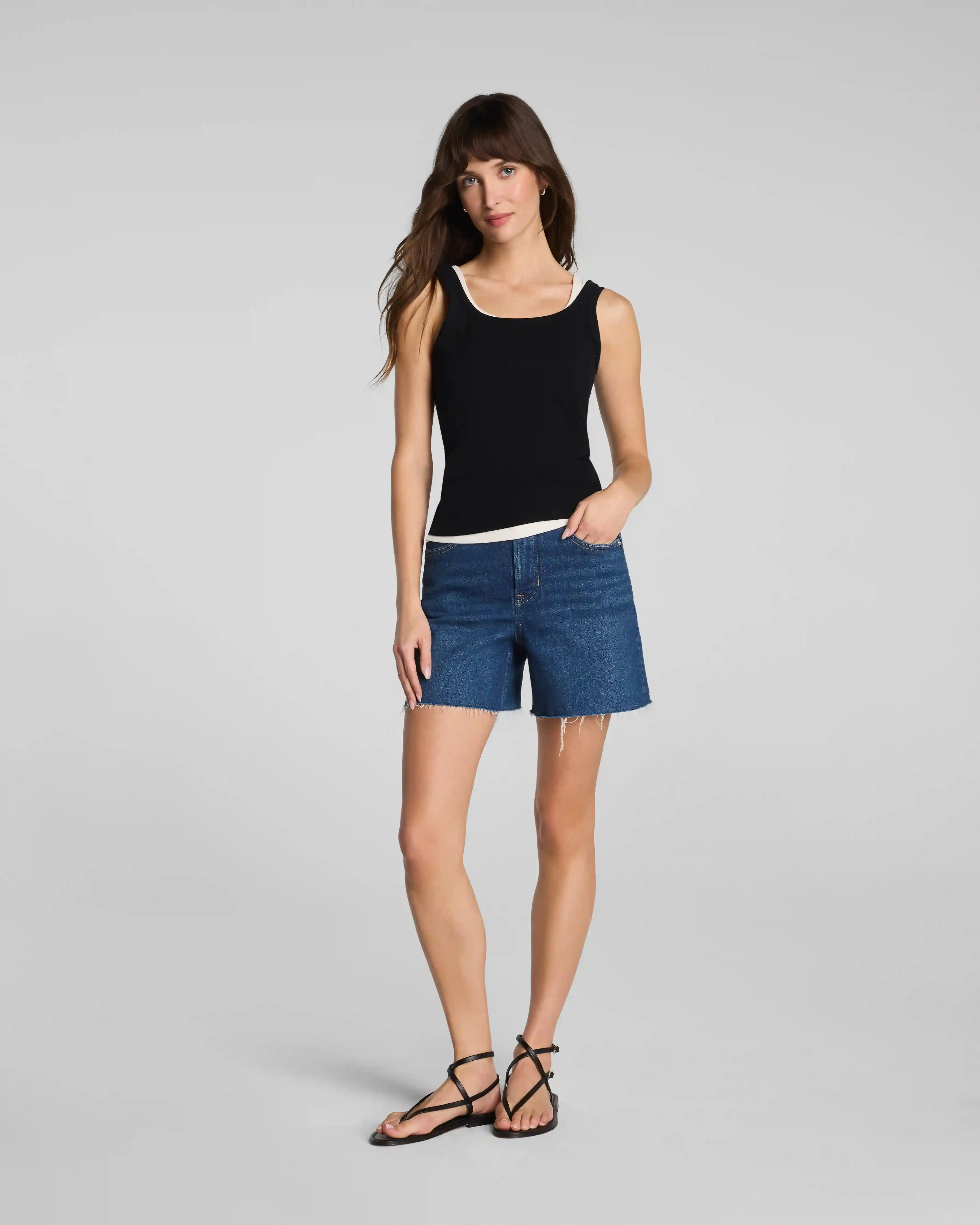 SPANXshape®  Authentic 360 Raw Hem Jean Short, 5" | Adriatic Blue
