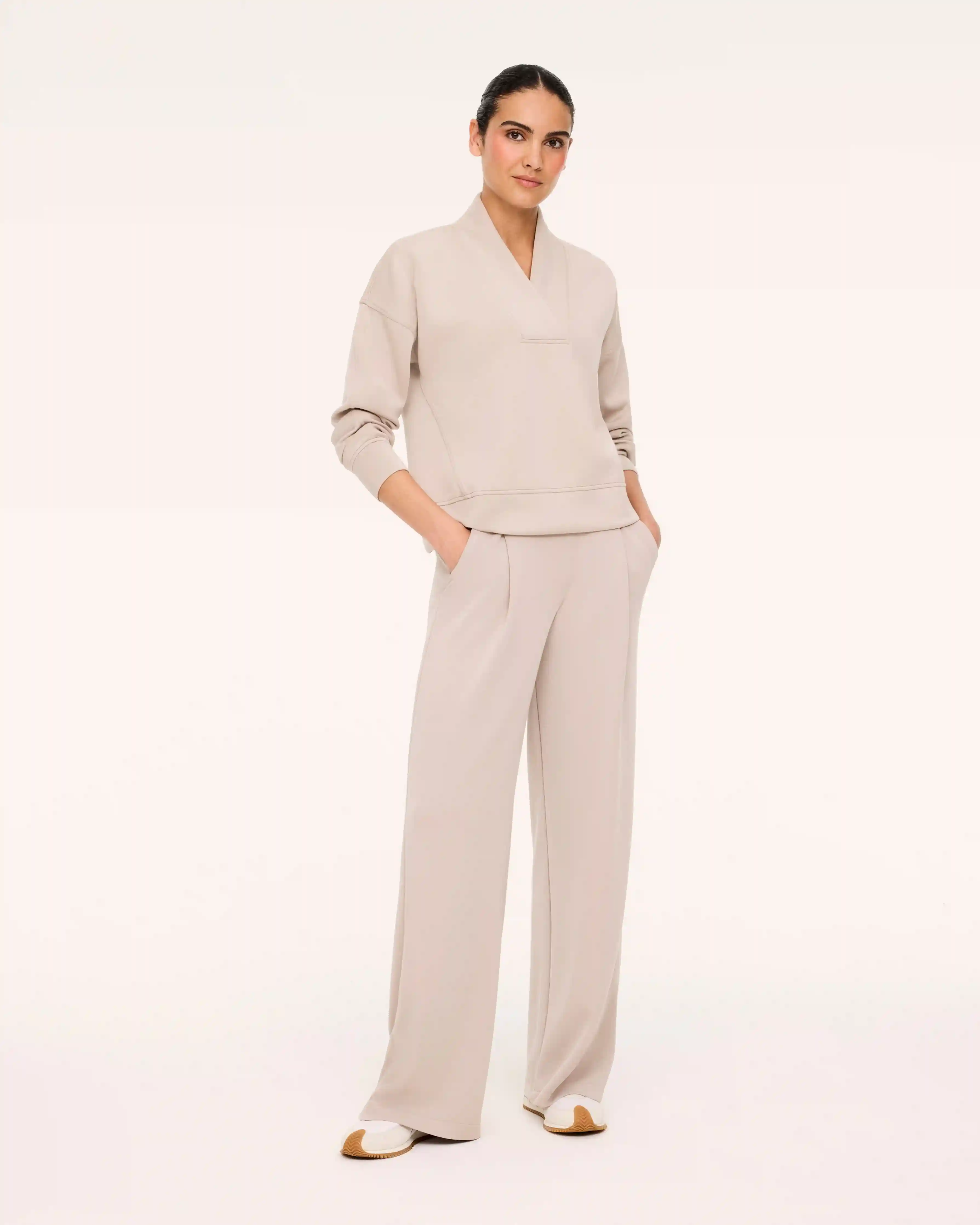 SPANX AirEssentials® Pleated Wide Leg Pant | Mushroom