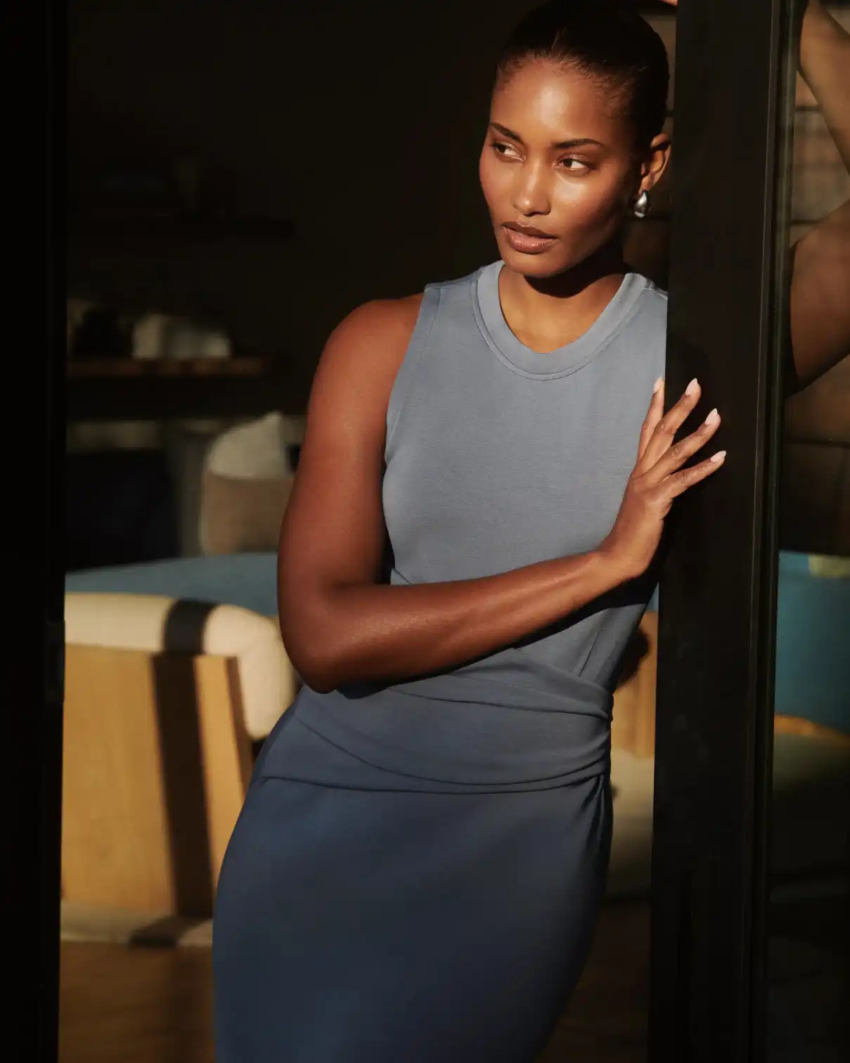 Alternative view of SPANX AirEssentials® Draped Tank Midi Dress | Rain