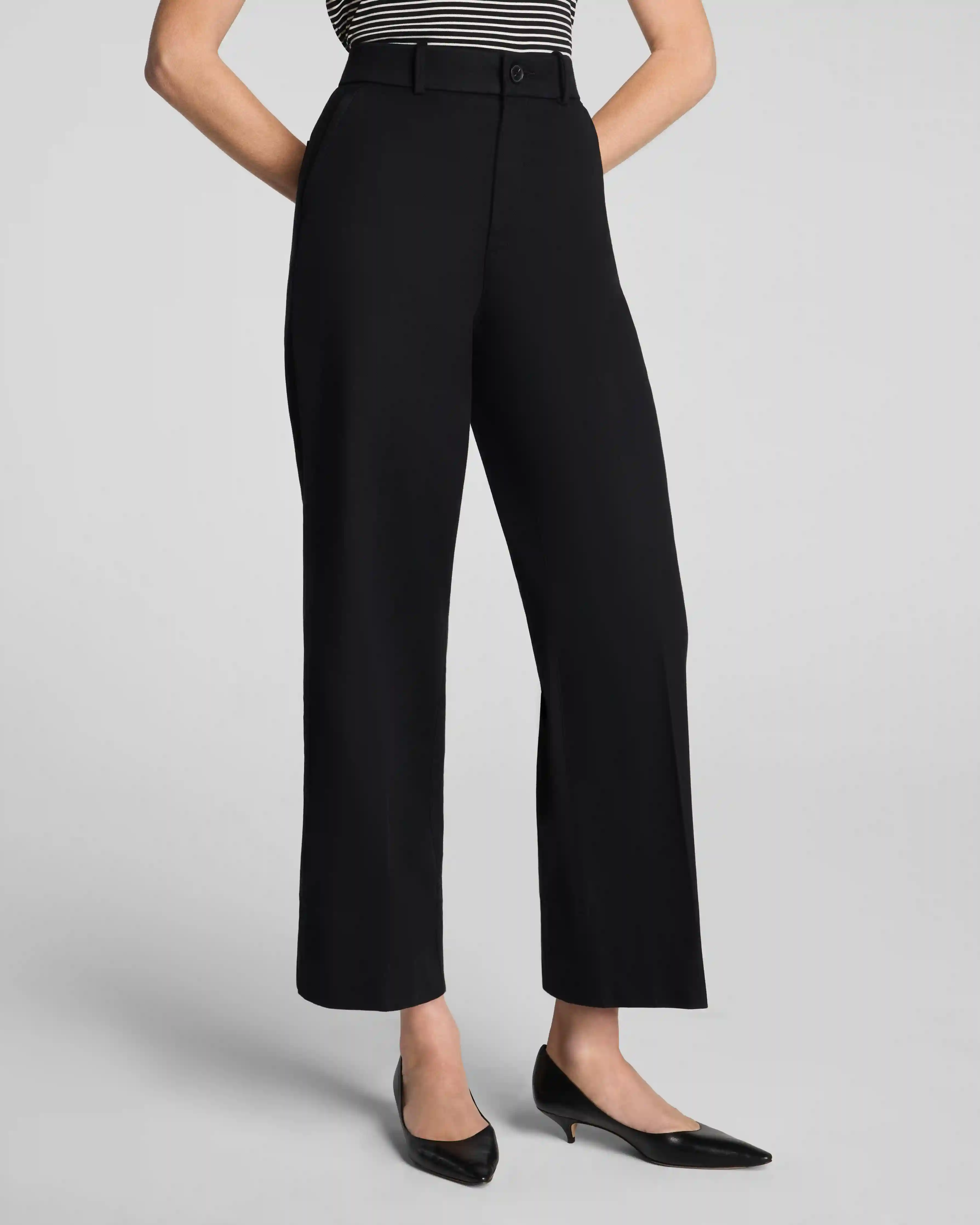 Alternative view of SPANXsupersmooth®  Stretch Twill Cropped Wide Leg Pant | Classic Black