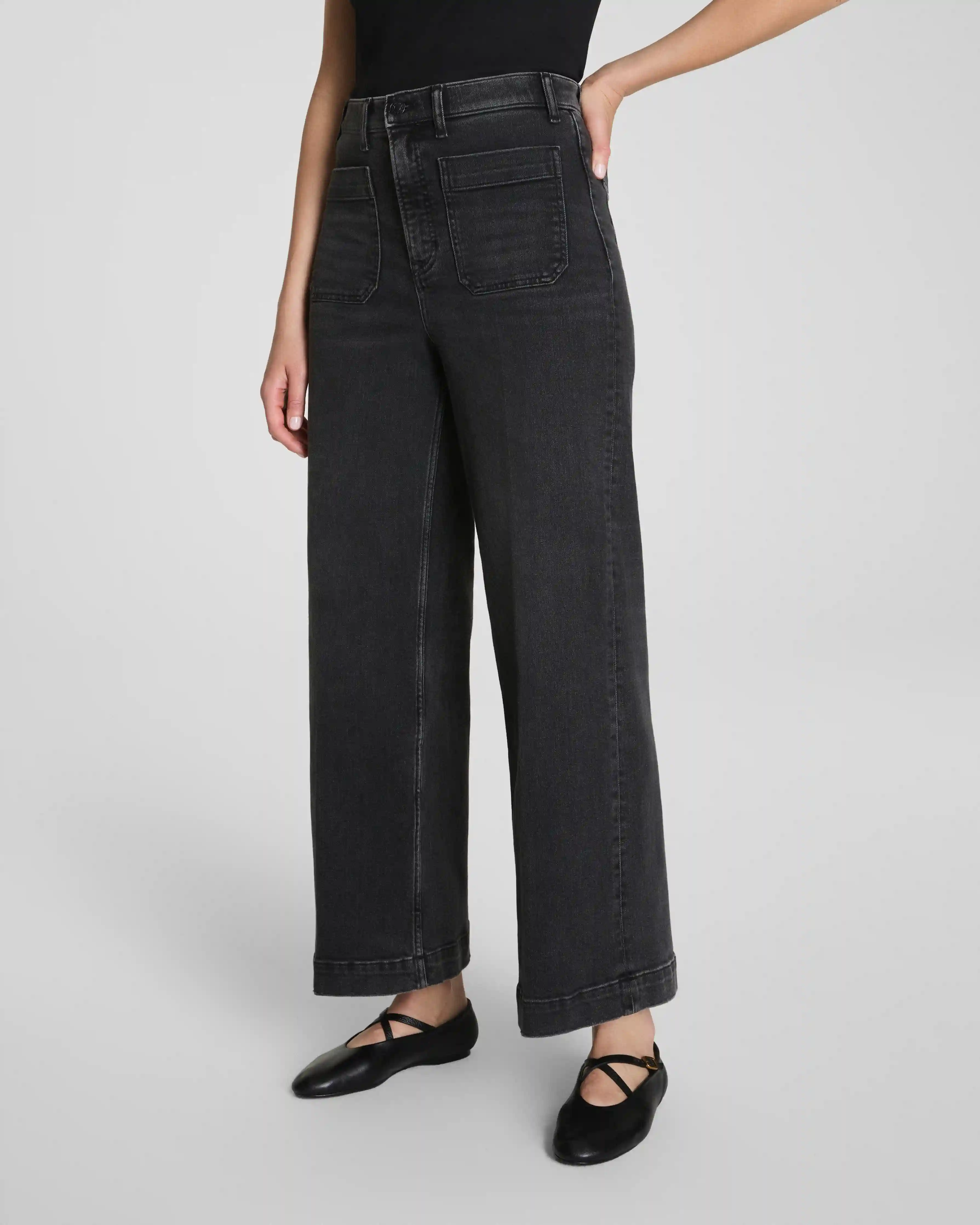 Alternative view of SPANXshape®  Authentic 360 Cropped Wide Leg Jeans with Patch Pockets | Carbon