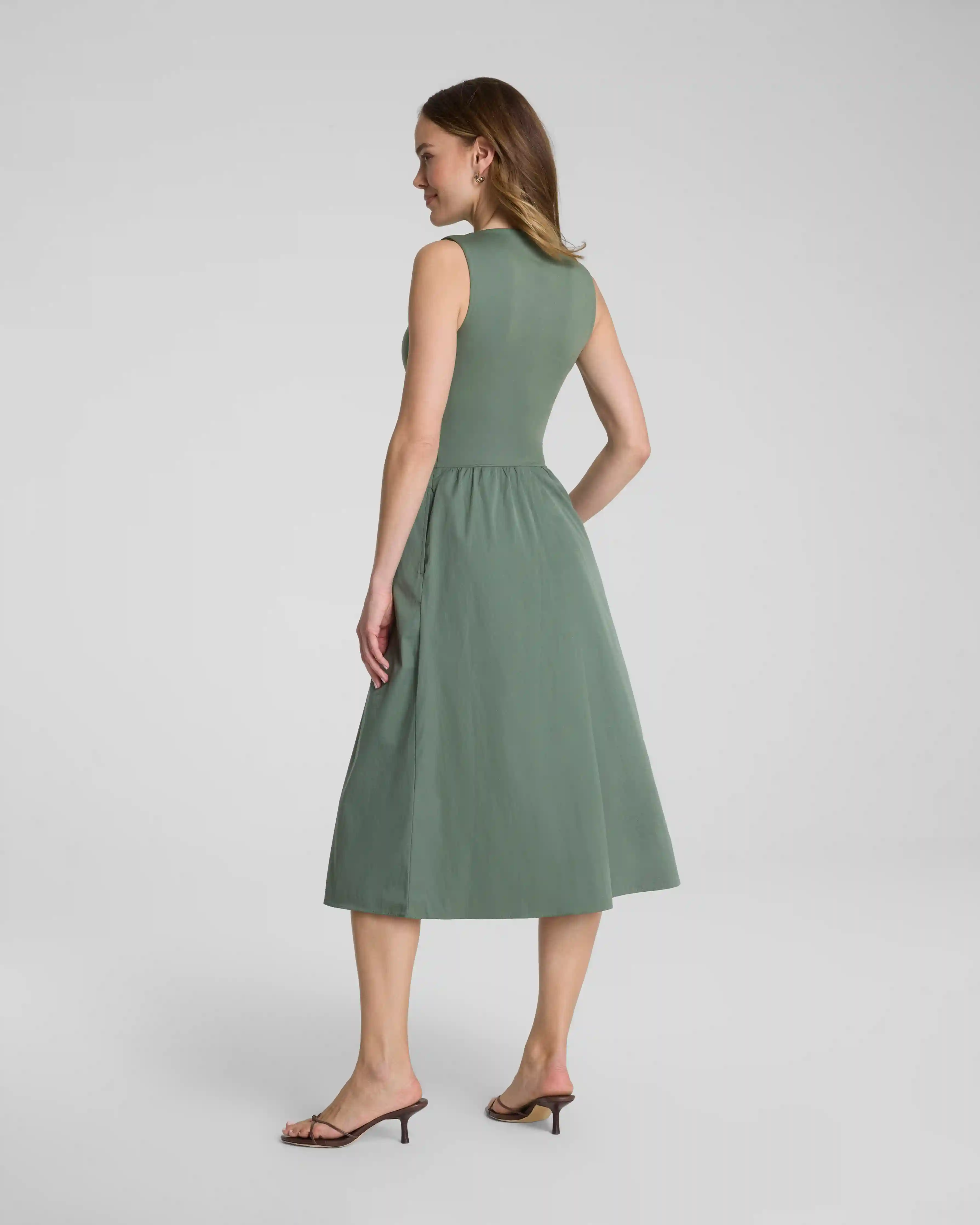 Alternative view of SPANXsmooth®  Jersey High Neck Midi Dress | Eucalyptus