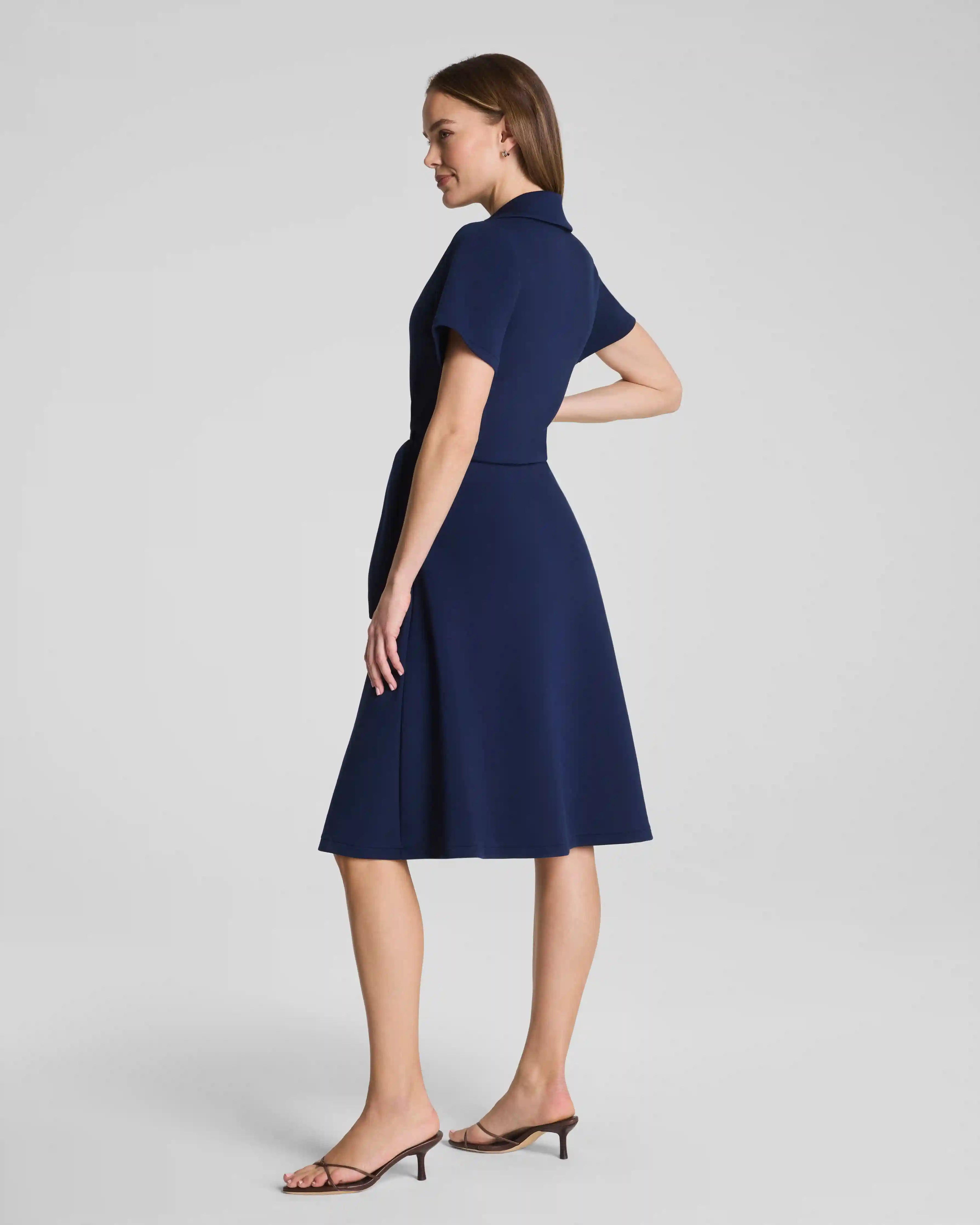 Alternative view of SPANX AirEssentials® Collared Tie-Waist Midi Dress | Timeless Navy