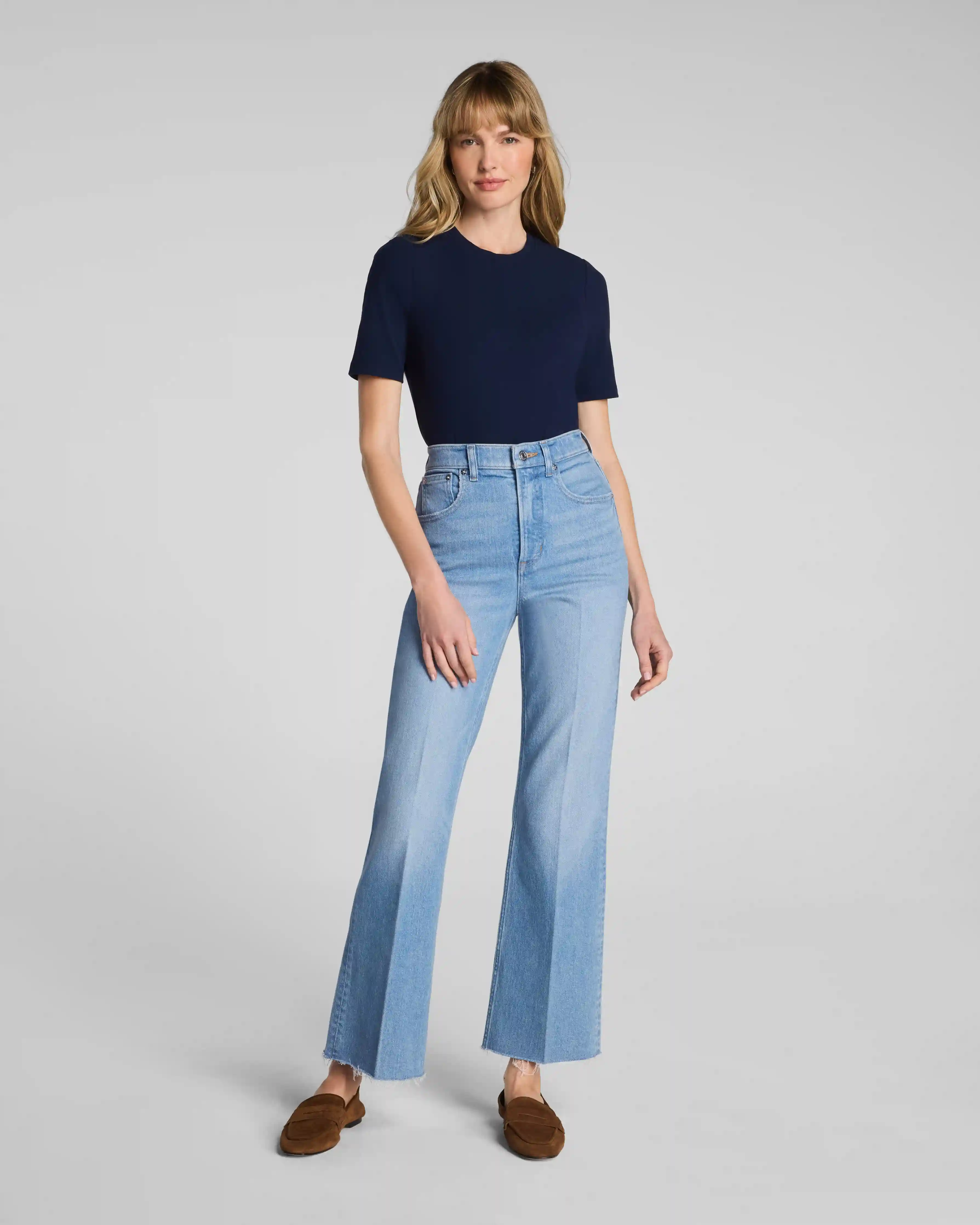 SPANXshape®  Authentic 360 Raw Hem Kick Flare Jeans | Seaside Blue