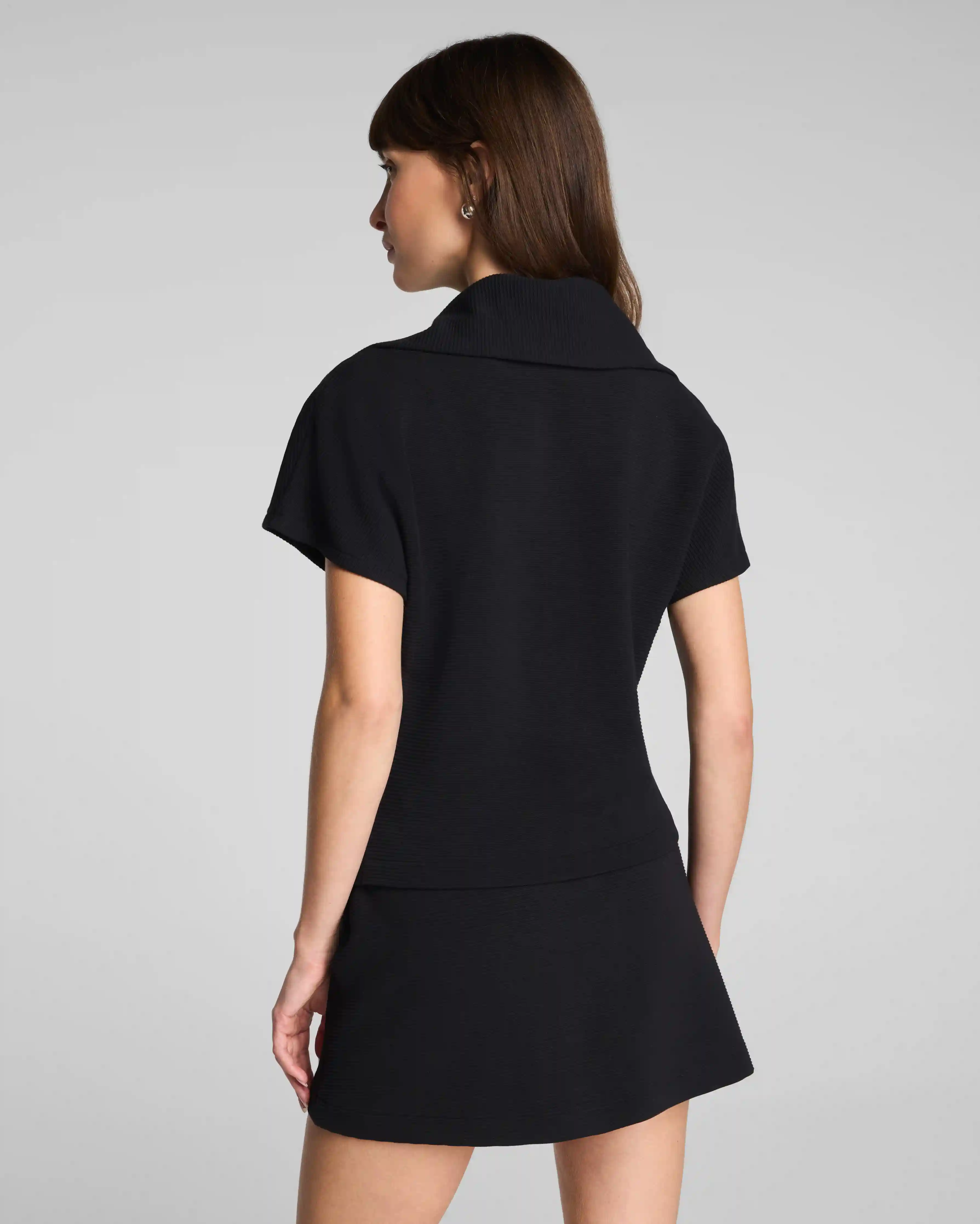 Alternative view of SPANX AirEssentials® French Rib Short Sleeve Half Zip | Very Black