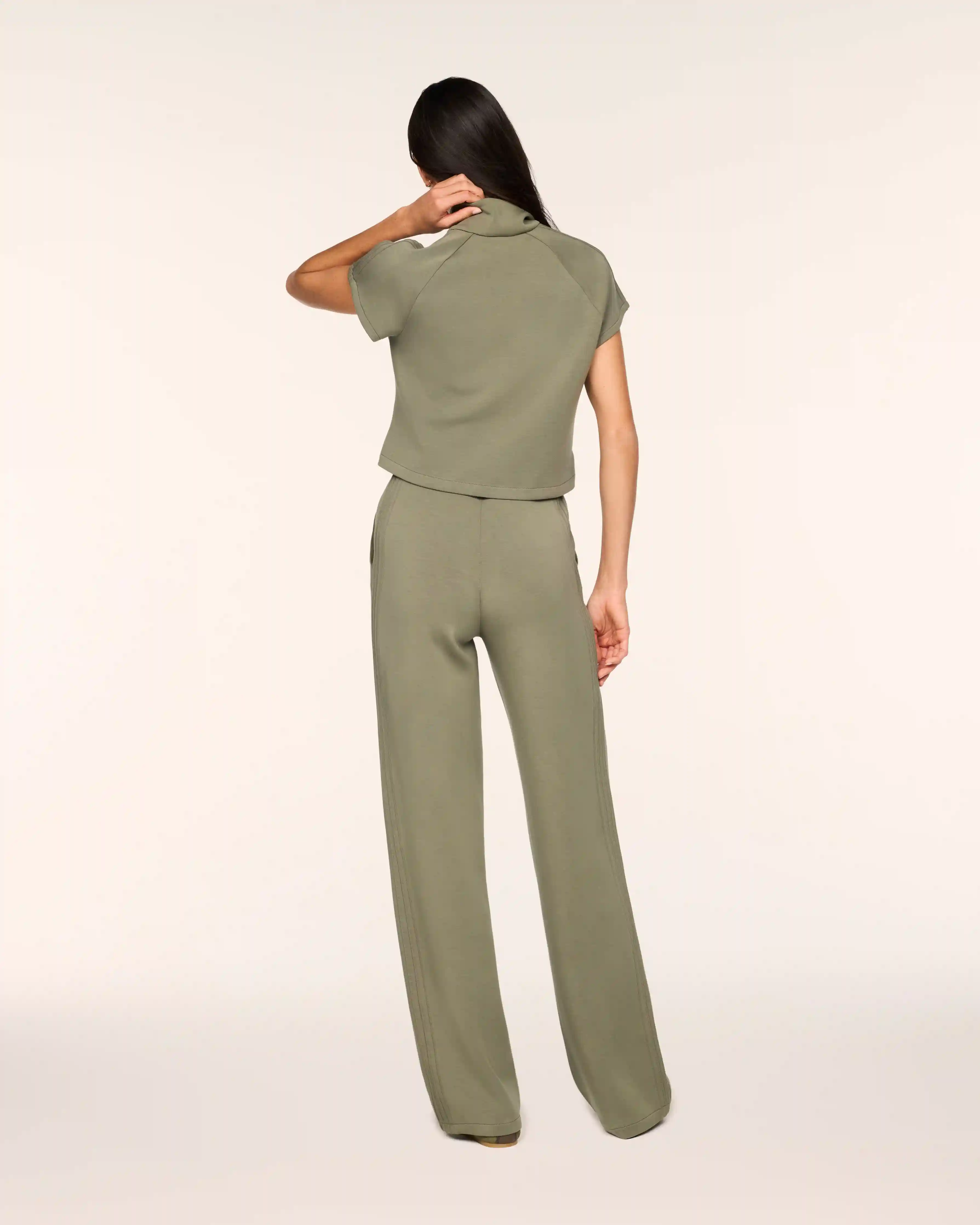 Alternative view of SPANX AirEssentials® Pintuck Half Zip Jumpsuit | Herb