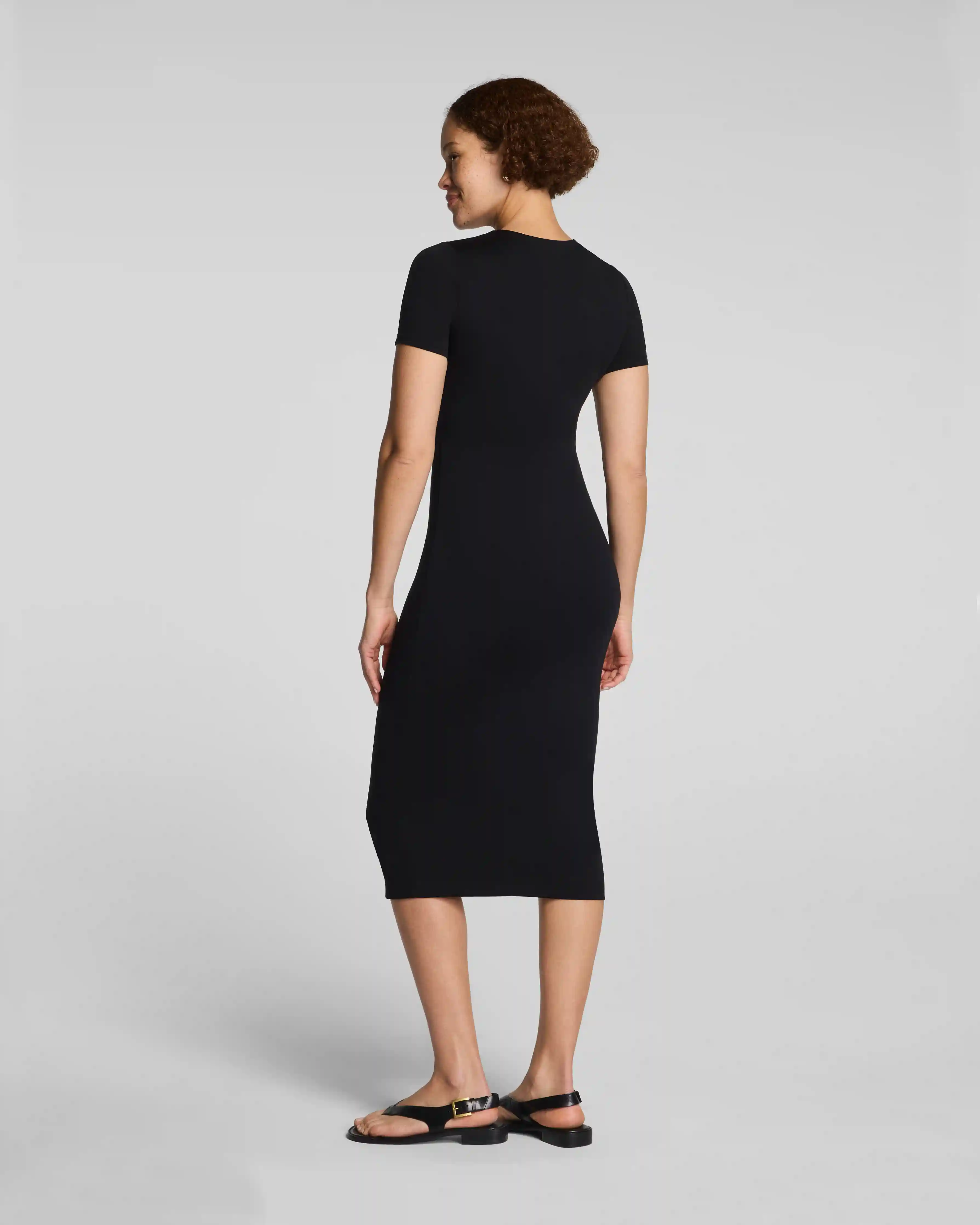 Alternative view of SPANXsmooth®  Jersey Crewneck Short Sleeve Midi Dress | Classic Black