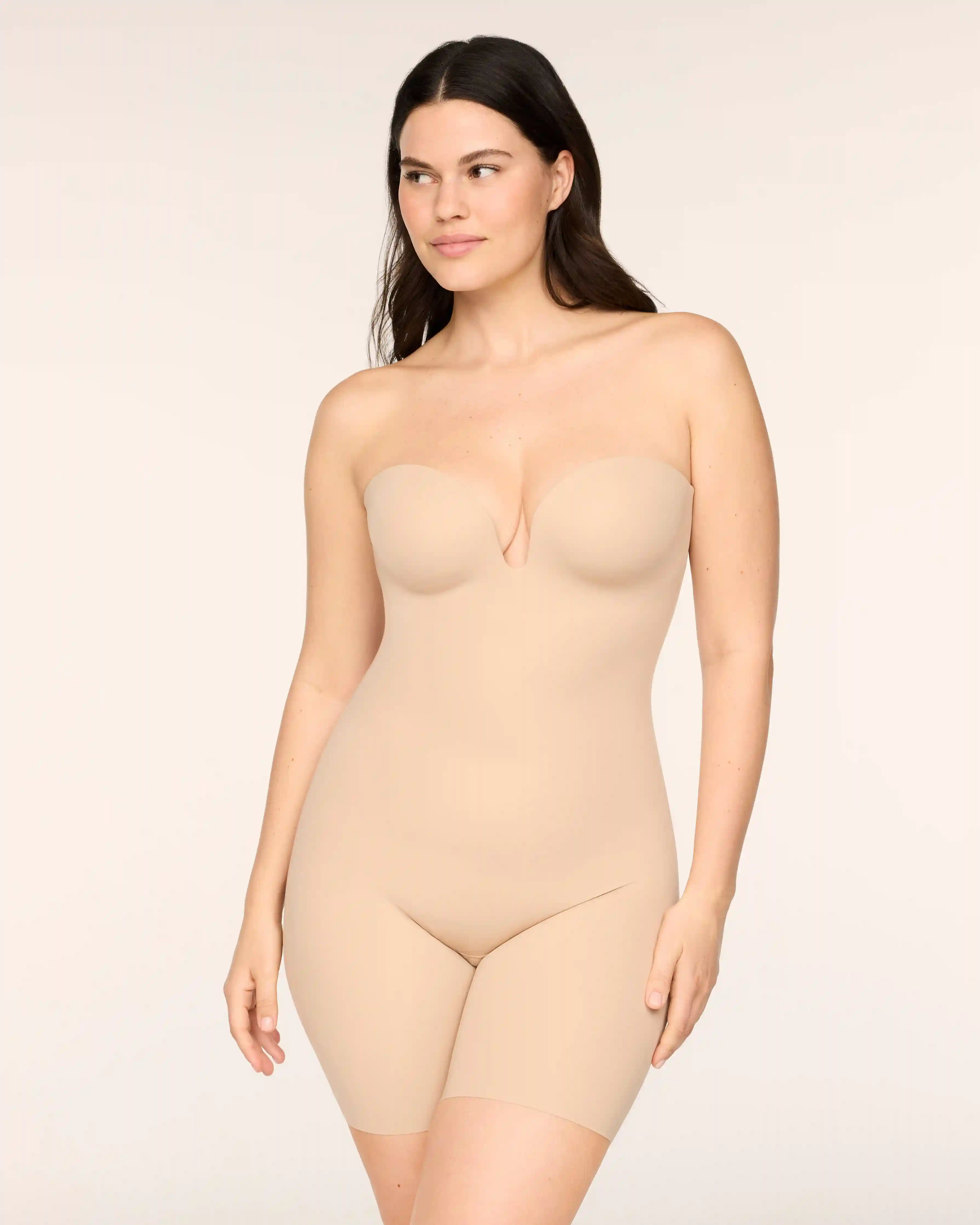 SPANXshape® Suit Your Fancy Strapless Mid-Thigh Bodysuit | Chai