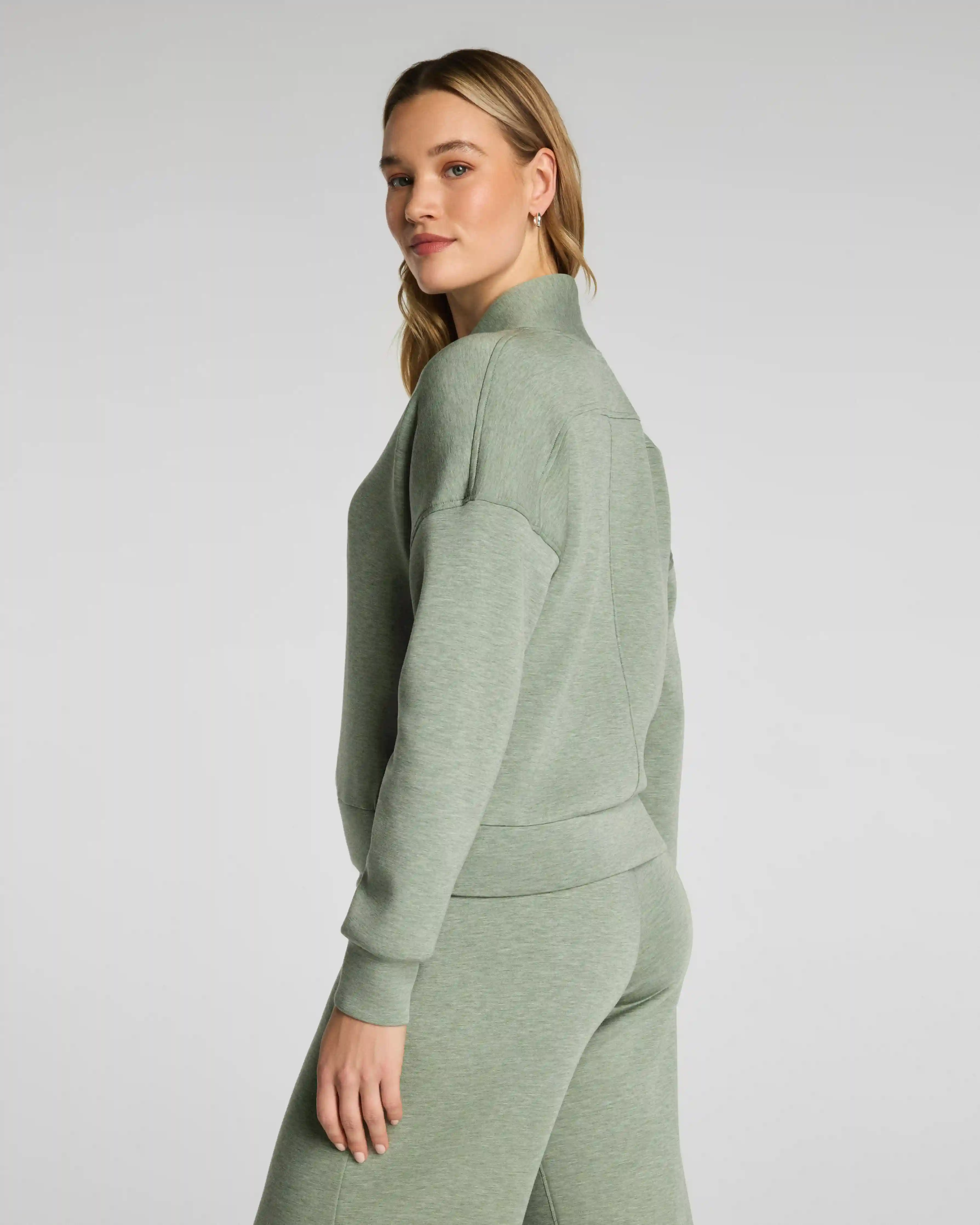 Alternative view of SPANX AirEssentials® Shawl Collar Half Zip | Sage Brush Heather